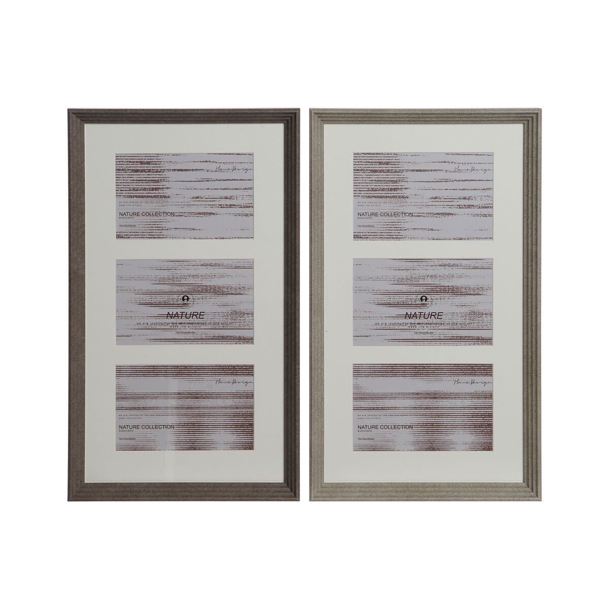 Marco de Fotos Home ESPRIT Blanco Marrón Gris Cristal Poliestireno Urbano 23 X 3 X 41 cm (2 Unidades)
