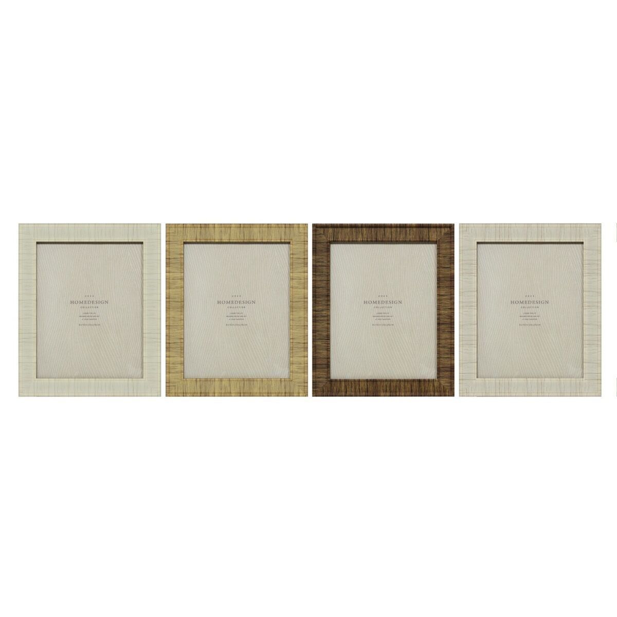 Marco de Fotos Home ESPRIT Beige Natural Cristal Poliestireno Escandinavo 25,5 X 2 X 30,5 cm (4 Unidades)