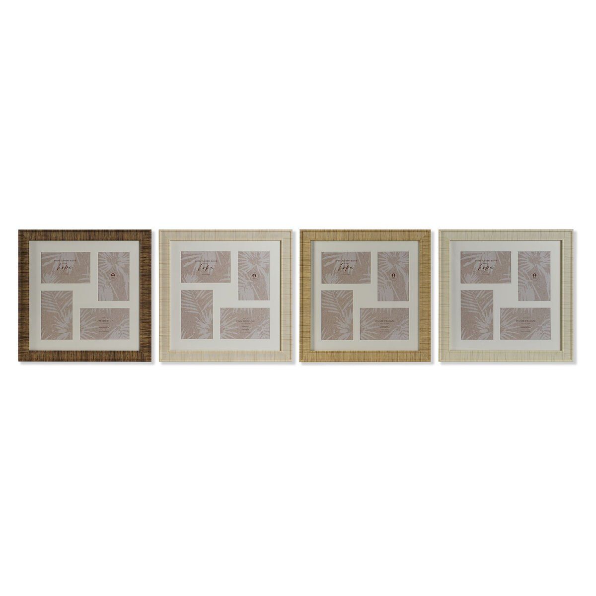 Marco de Fotos Home ESPRIT Marrón Beige Natural Marfil Cristal Poliestireno Escandinavo 38 x 2 x 38 cm (4 Unidades)