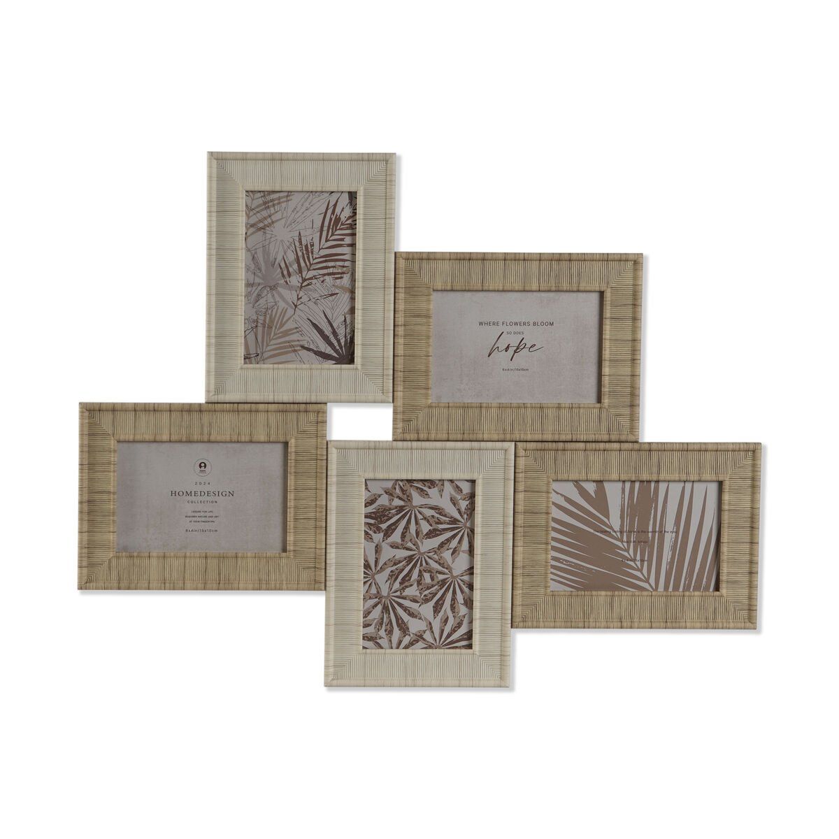 Marco de Fotos Home ESPRIT Beige Natural Cristal Poliestireno Escandinavo 67 X 2 X 44 cm