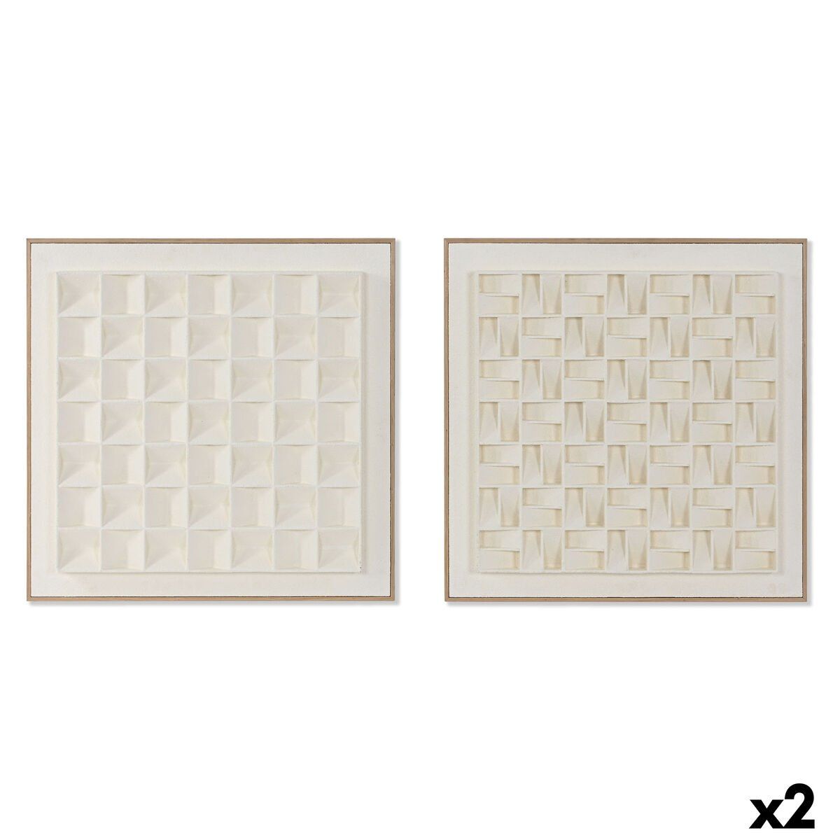Cuadro 3D Home ESPRIT Yeso Madera MDF 60 x 7 x 60 cm