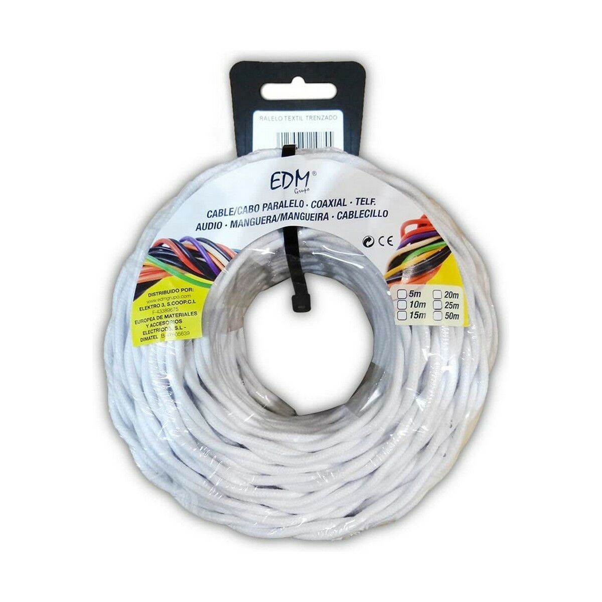 Cable EDM 11887 Blanco 2 x 2,5 mm 5 m