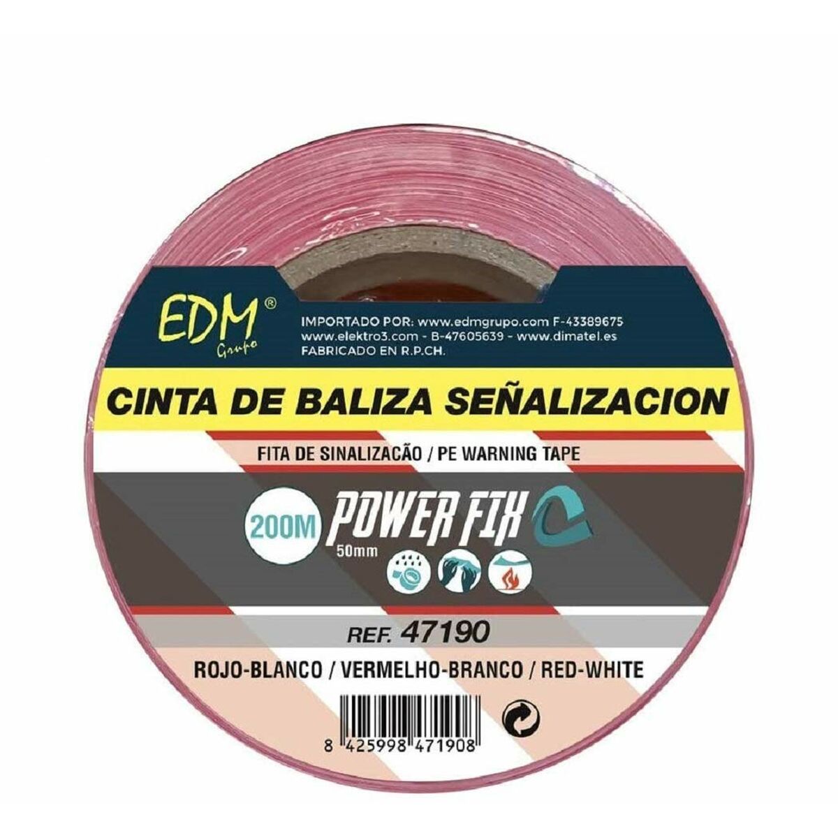Cinta de señalización EDM 47190 PVC 50 mm x 200 m
