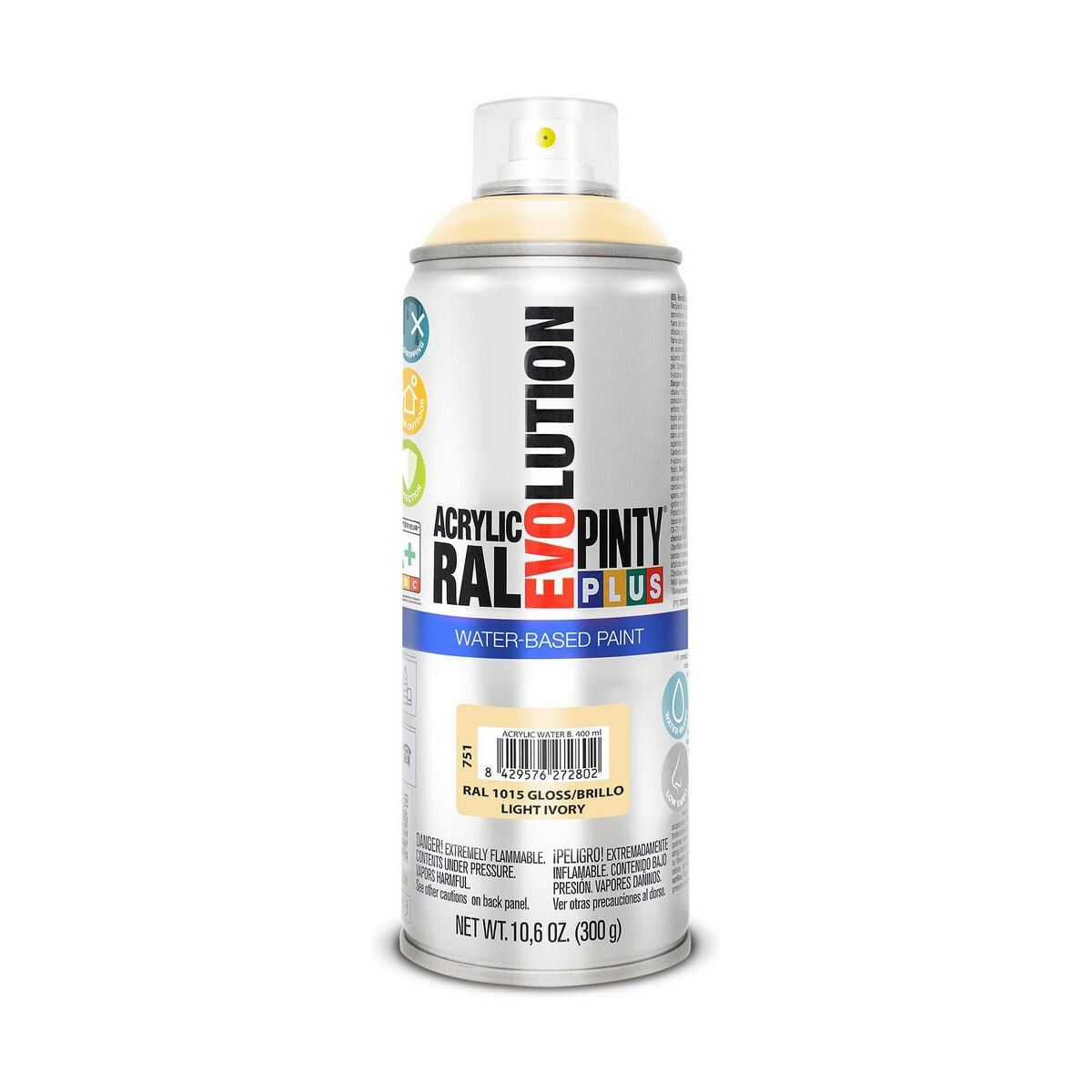 Pintura en spray Pintyplus Evolution RAL 1015 400 ml Base de agua Light Ivory