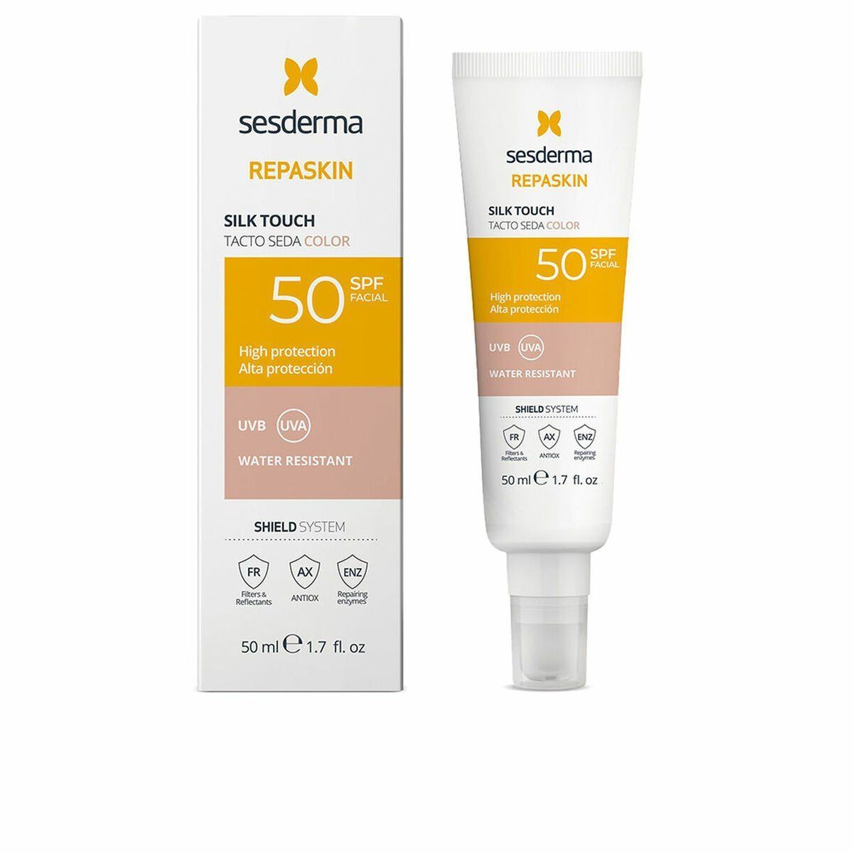 Protector Solar con Color Sesderma REPASKIN Spf 50 50 ml Sedoso