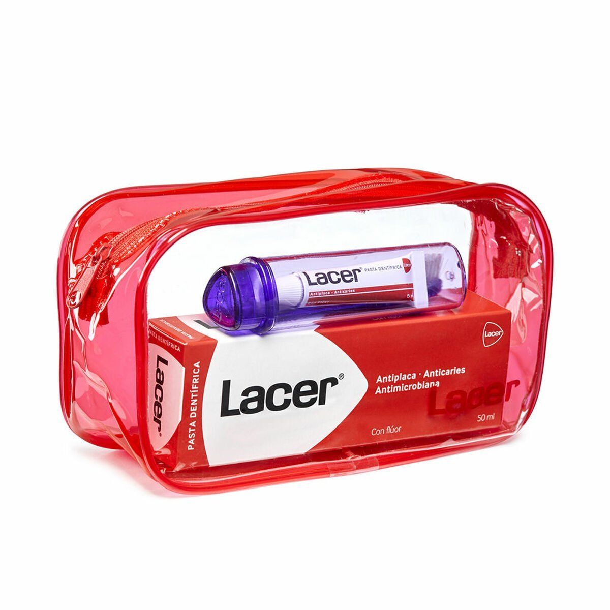 Set de Pasta de Dientes con Cepillo y Enjuague Lacer Neceser Viaje De viaje (4 Piezas)