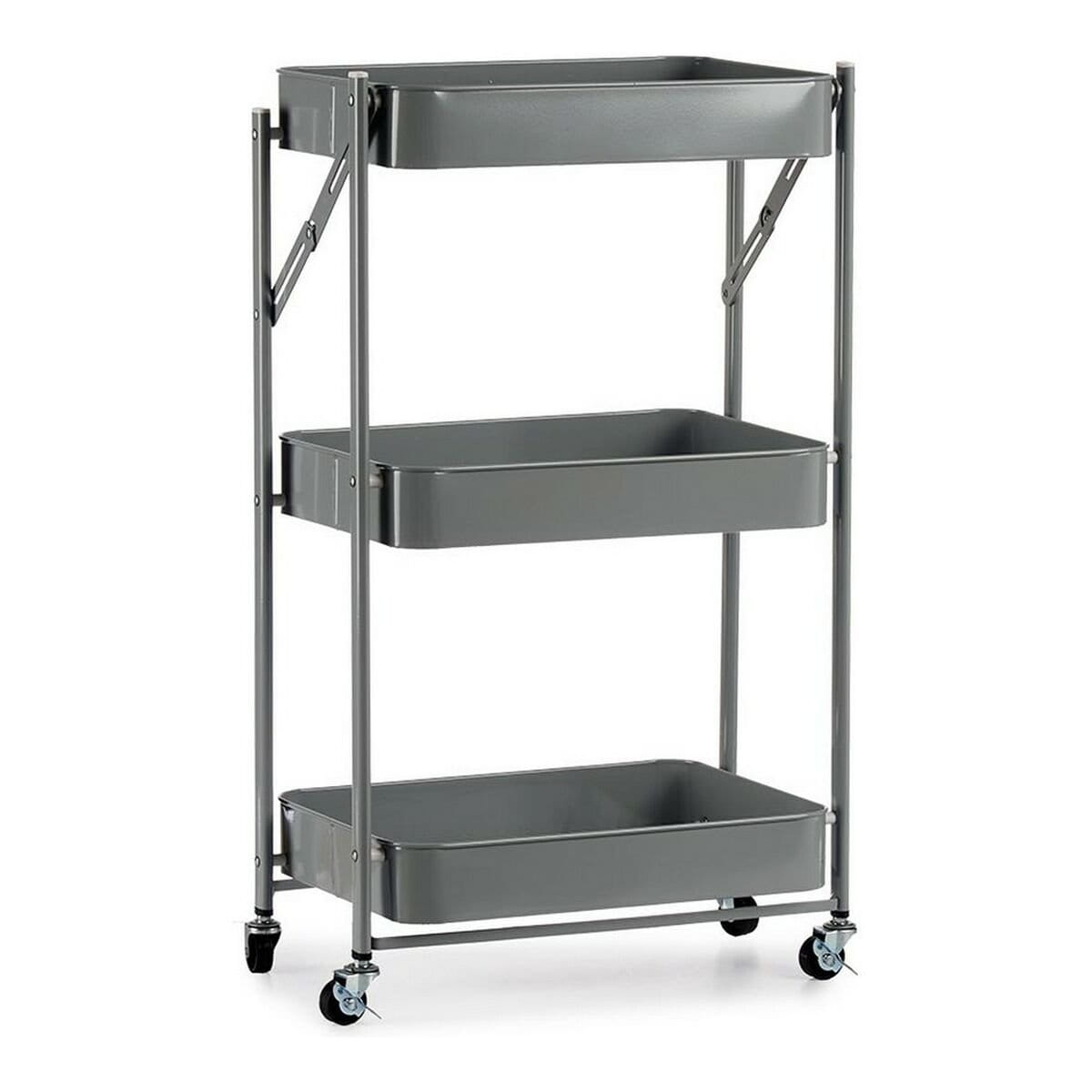 Carrito Verdulero Kinvara Gris Acero Plástico 29,5 x 78,5 x 45,5 cm