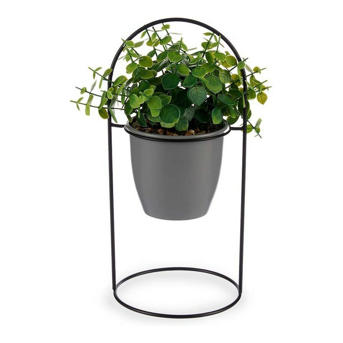 Planta Decorativa Ibergarden Metal Plástico 21 x 30 x 21 cm Con soporte Gris