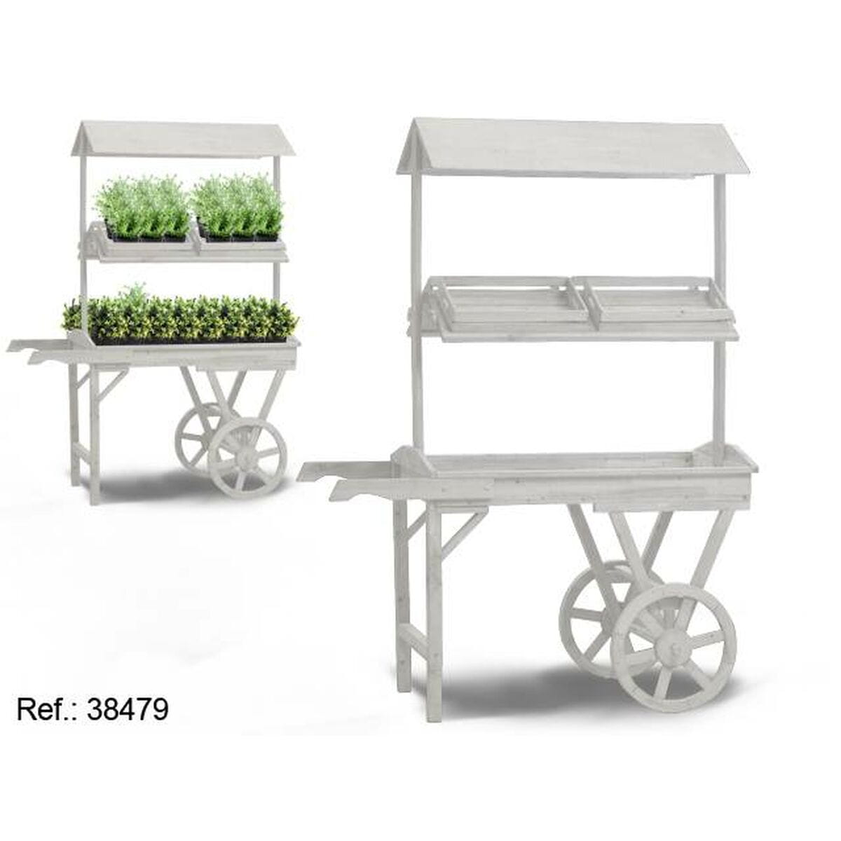 Soporte con Ruedas para Macetas Ibergarden Blanco Madera de abeto 130 x 178 x 70 cm