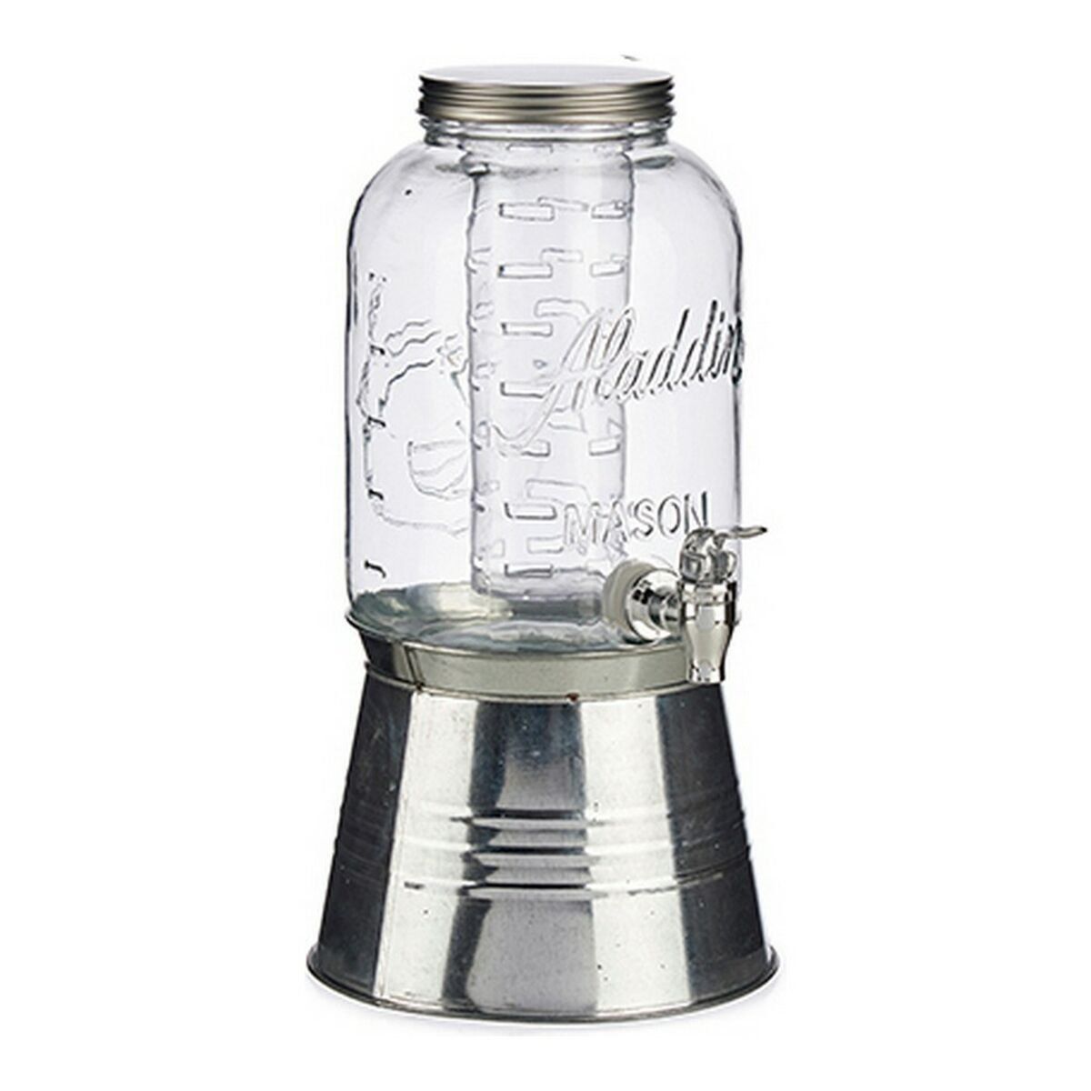Jarra Vivalto Transparente Plateado Plata Metal Cristal Plástico 3,8 L Enfriador Grifo