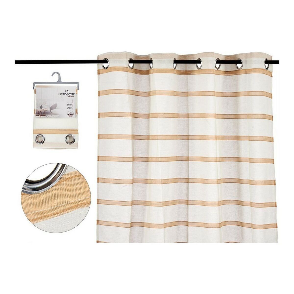 Cortina Gift Decor Marrón 140 x 0,1 x 260 cm Visillo Rayas