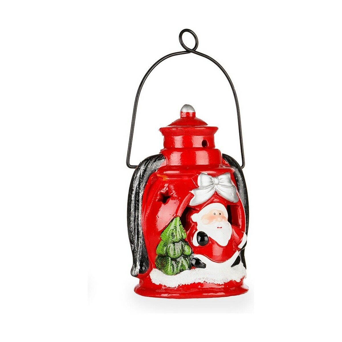 Portavelas Navideño Krist+ Blanco Negro Rojo Verde Papá Noel 8,3 x 16 x 8,5 cm