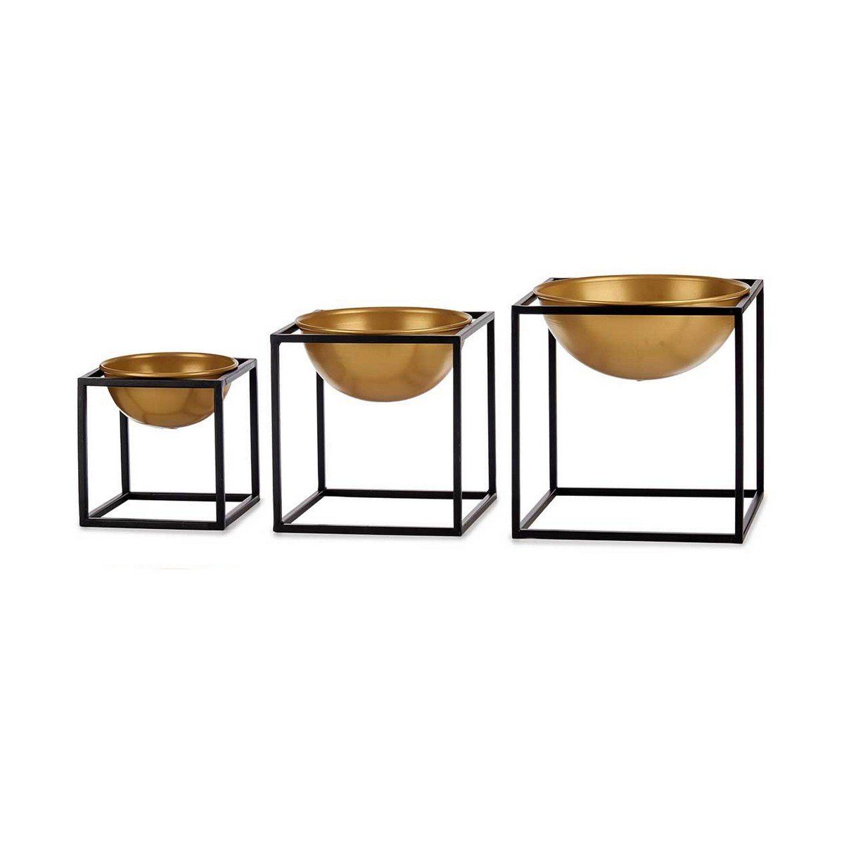Set de Cuencos Gift Decor Negro Dorado 23 x 24 x 23 cm Decoración (3 Piezas) (3 Unidades)