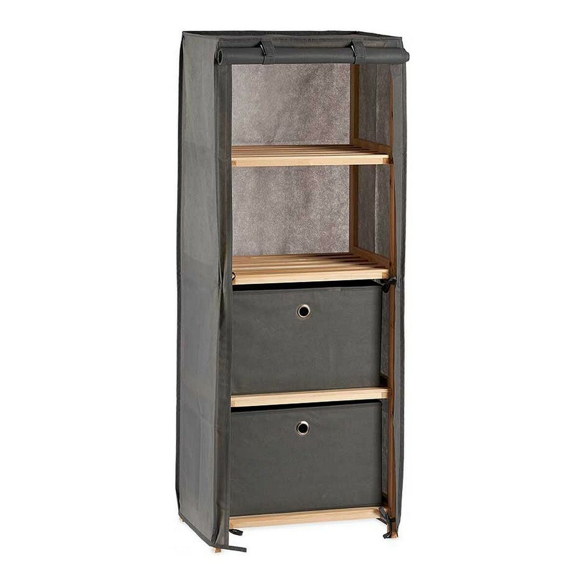 Estantería Kipit Marrón Gris Madera Tela 28 x 113 x 42 cm