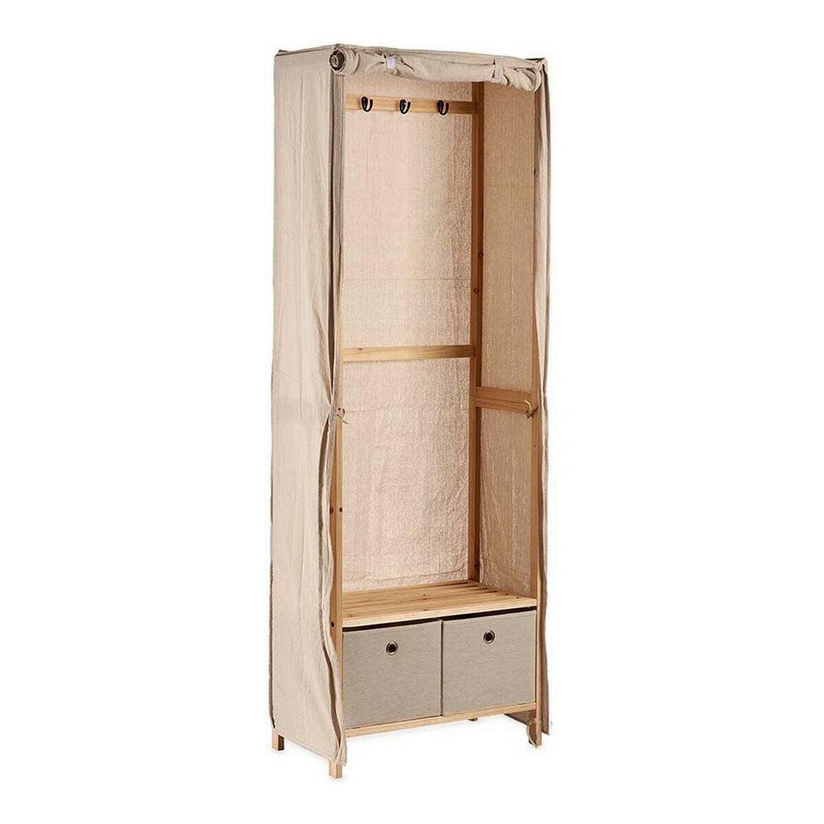 Perchero Kipit Beige Madera Tela 31,5 x 58 x 168 cm 58 x 168 x 31,5 cm