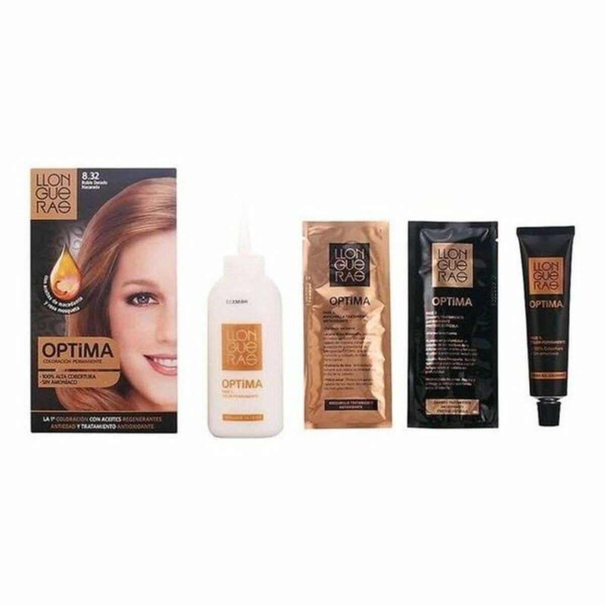 Tinte sin Amoniaco Llongueras Optima Nº 8.32-Light Blond Natural (1 unidad)