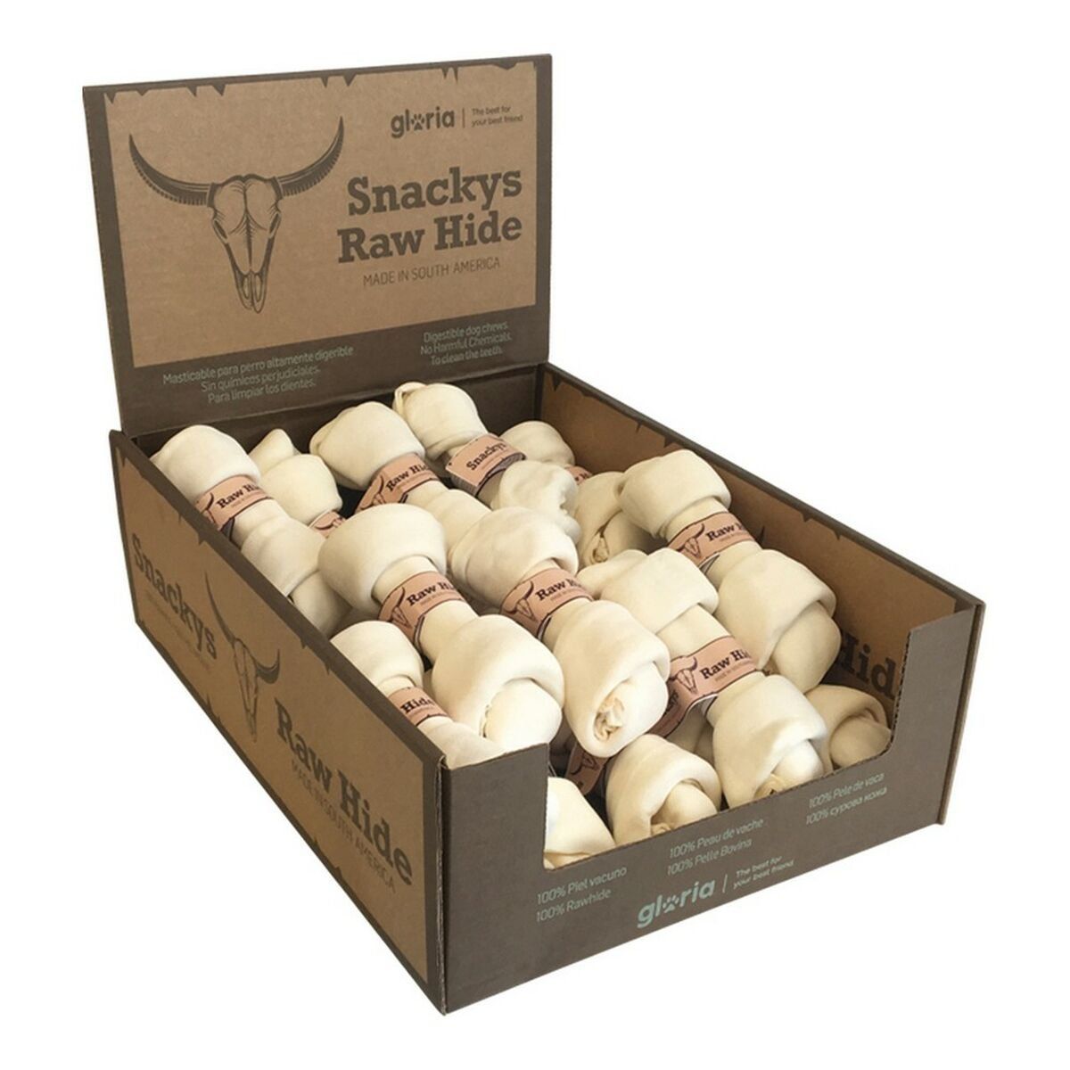 Snack para Perros Gloria Snackys Rawhide Ternera 15-17 cm Nudo 18 Piezas