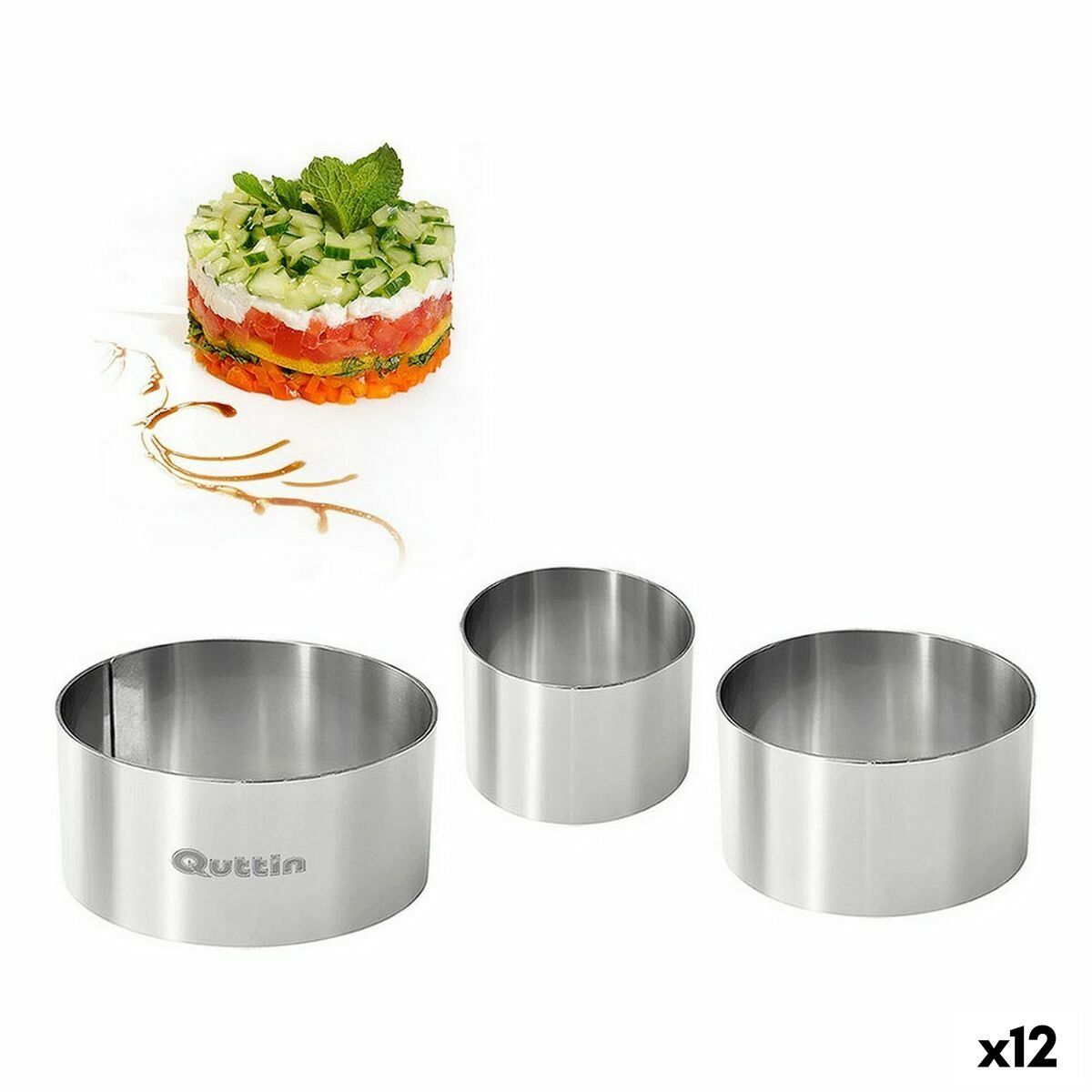 Molde para emplatar Quttin Plateado Acero Inoxidable 12 Unidades (3 Piezas)