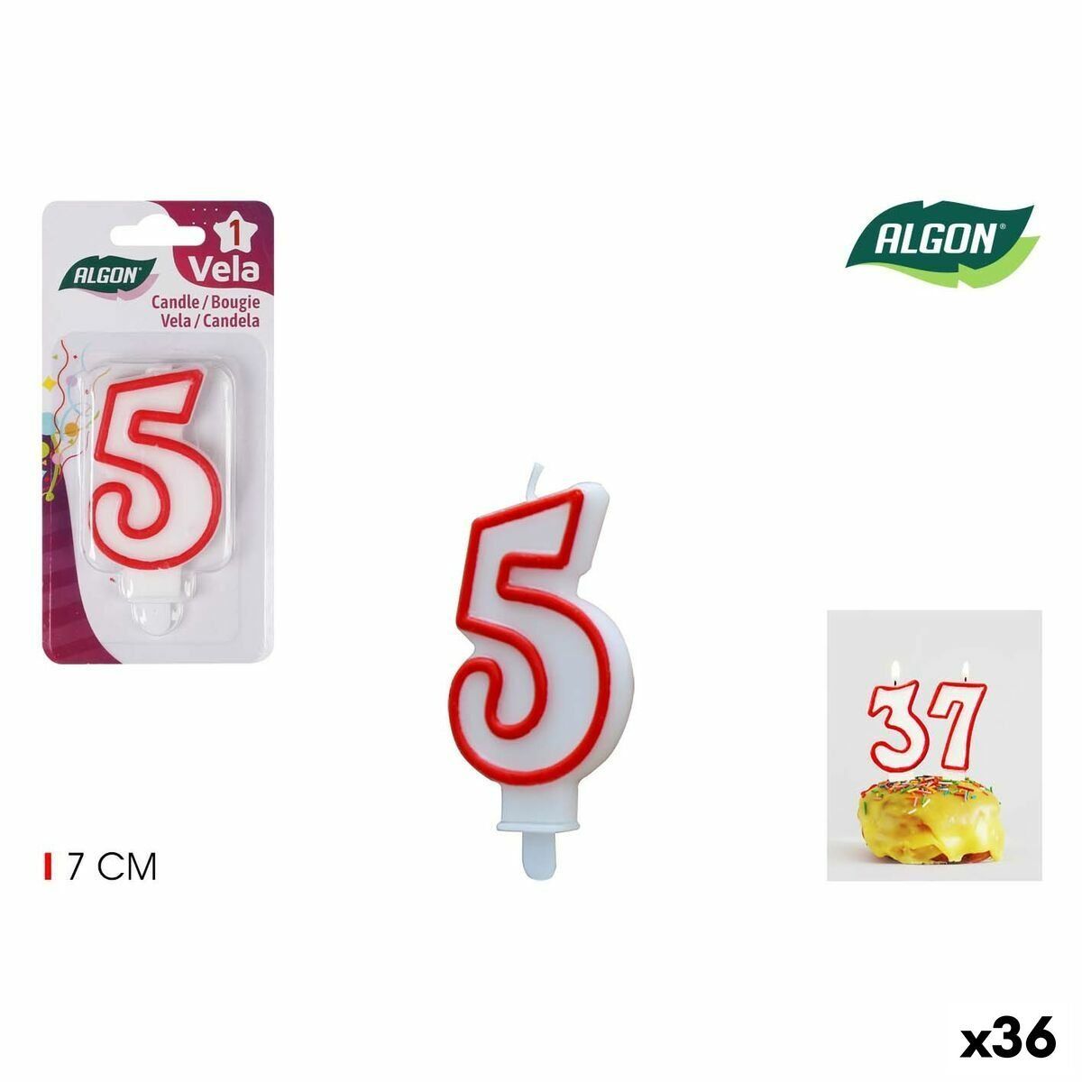 Set de Velas Algon Rojo (36 Unidades)