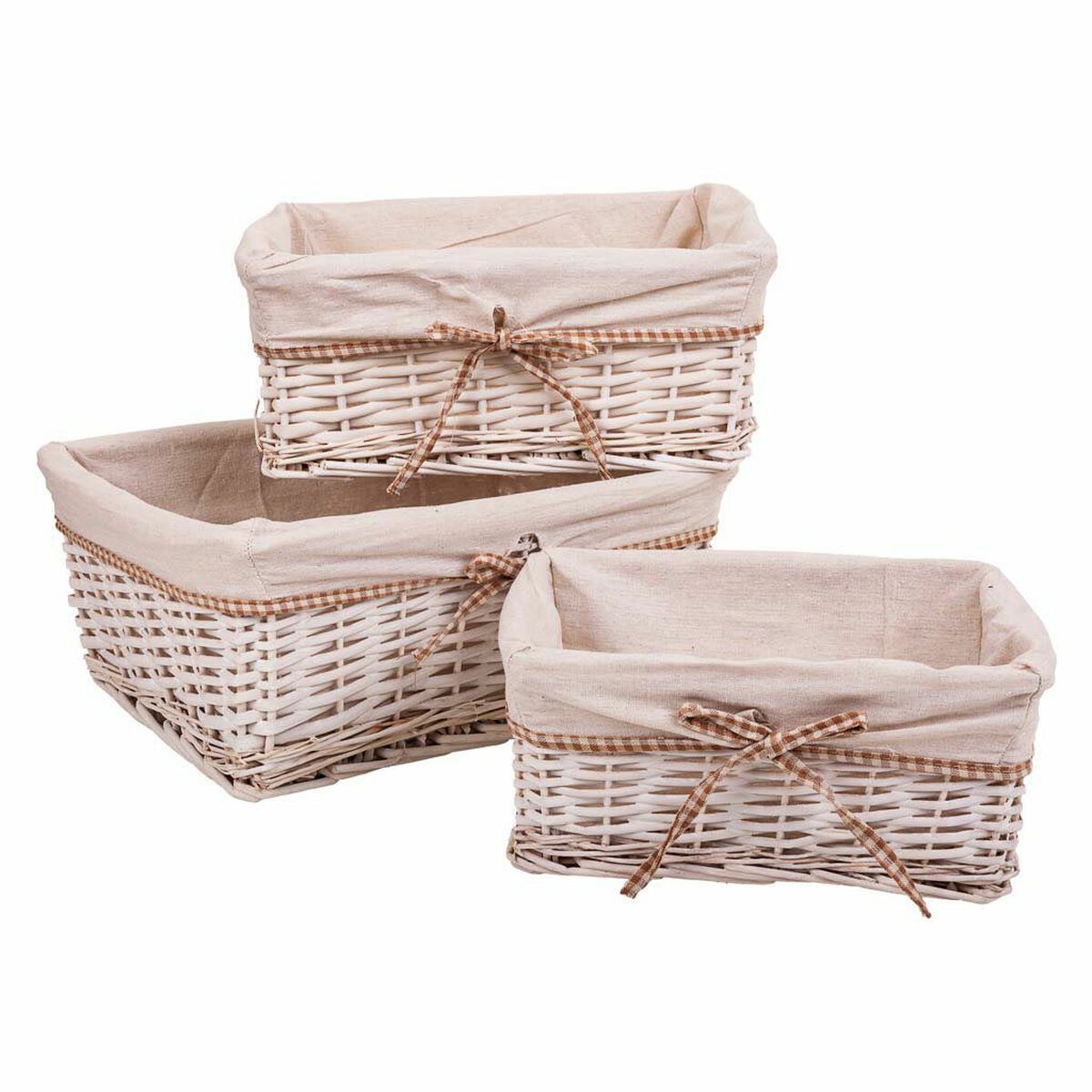 Juego de Cestos Alexandra House Living Mimbre Madera de sauce 31 x 17 x 41 cm 36 x 27 x 15 cm 31 x 22 x 14 cm 3 Piezas