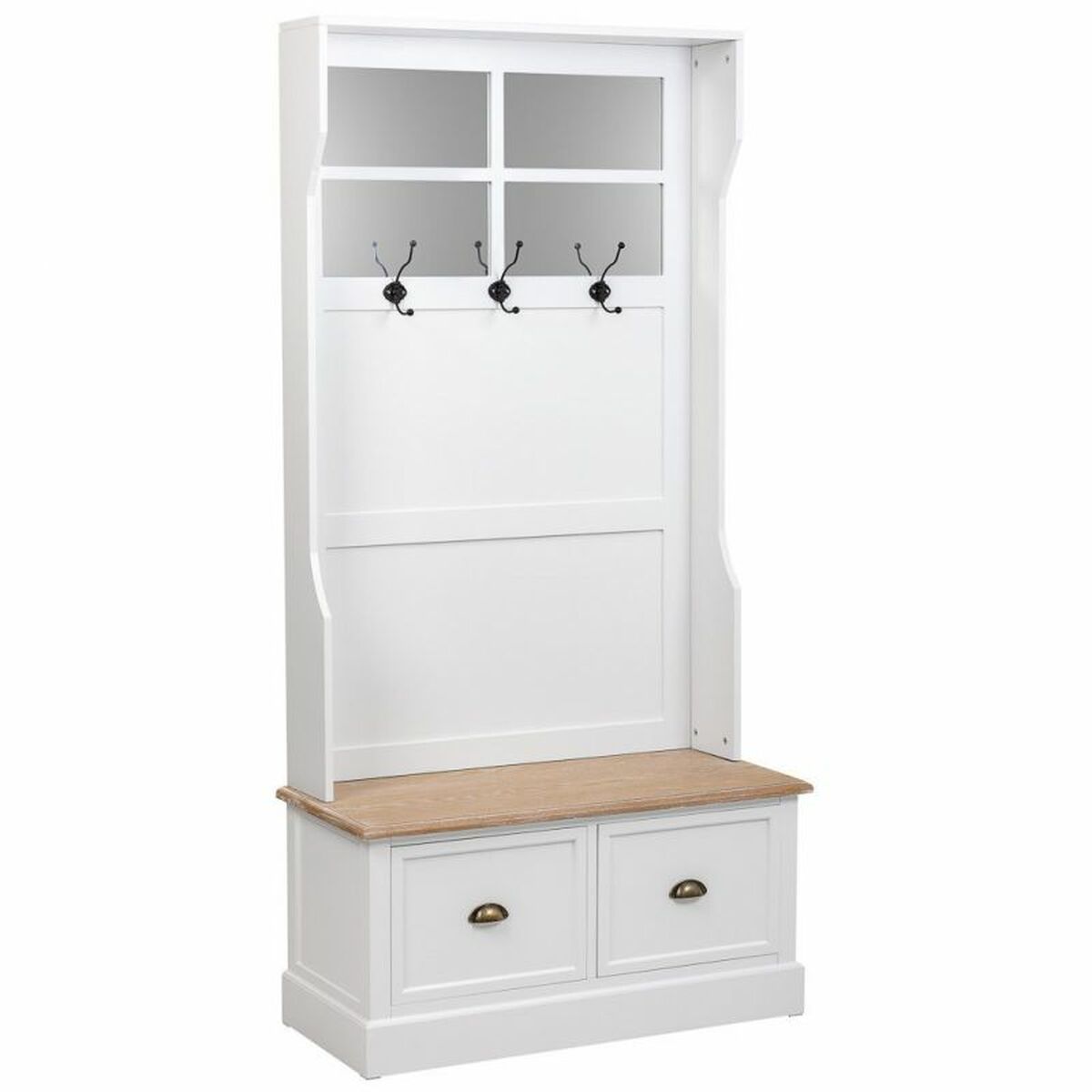 Perchero con Balda Alexandra House Living Blanco Marrón Aleación de Zinc Madera MDF 39 x 184 x 92 cm