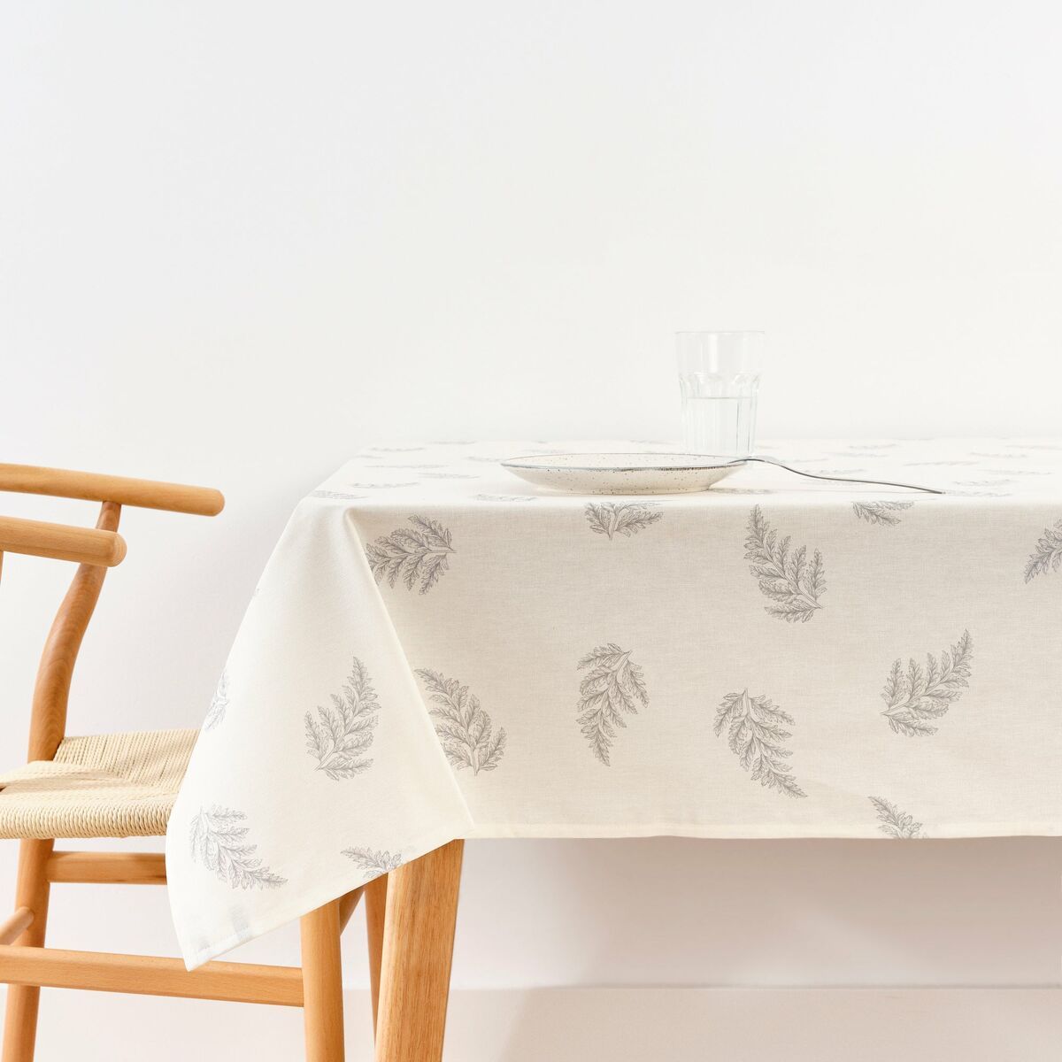 Mantel resinado antimanchas Belum Springfield 2 Blanco 100 x 150 cm