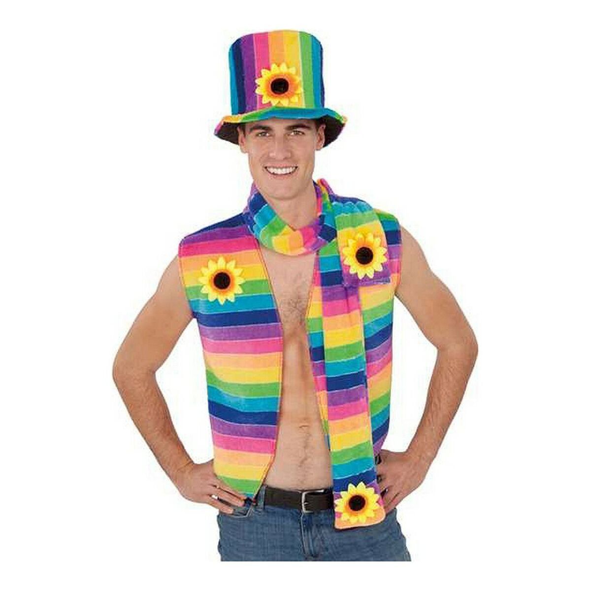 Accesorios para Disfraz My Other Me Multicolor Arcoíris S 59 cm 155 x 10 cm Sombrero Bufanda