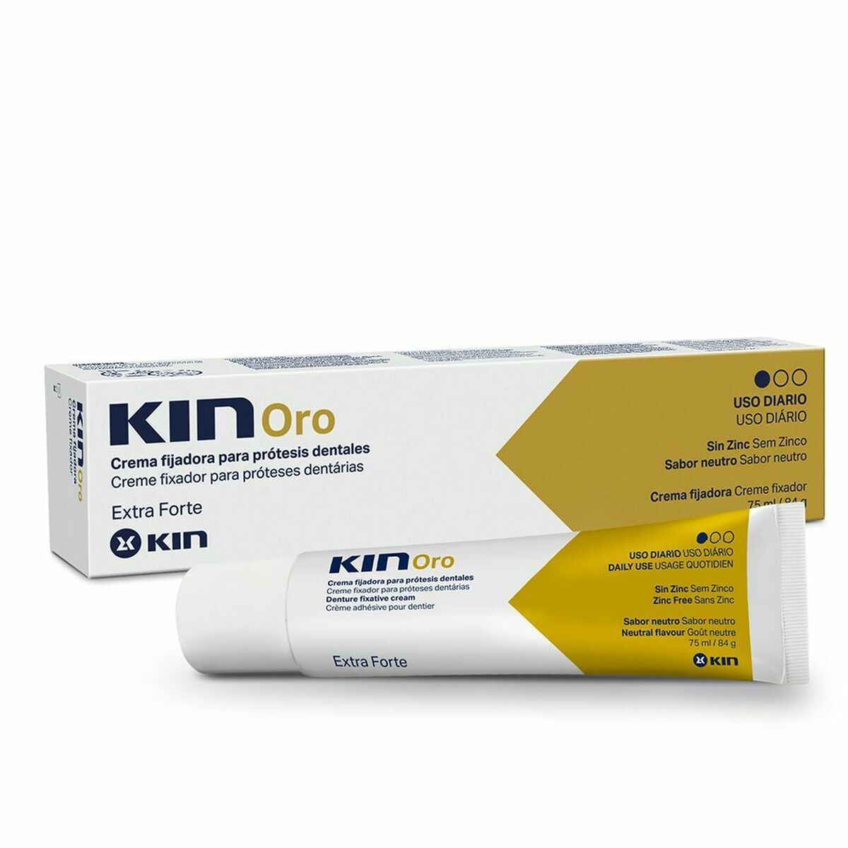 Crema Fijadora Prótesis Dental Kin Kin Oro 75 ml