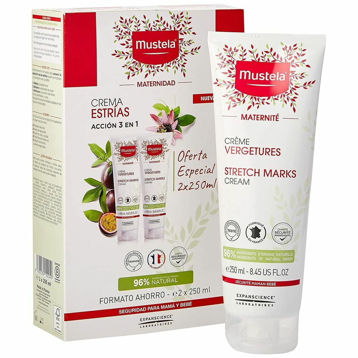 Crema Corporal Antiestrías Mustela 48623 250 ml 3 en 1