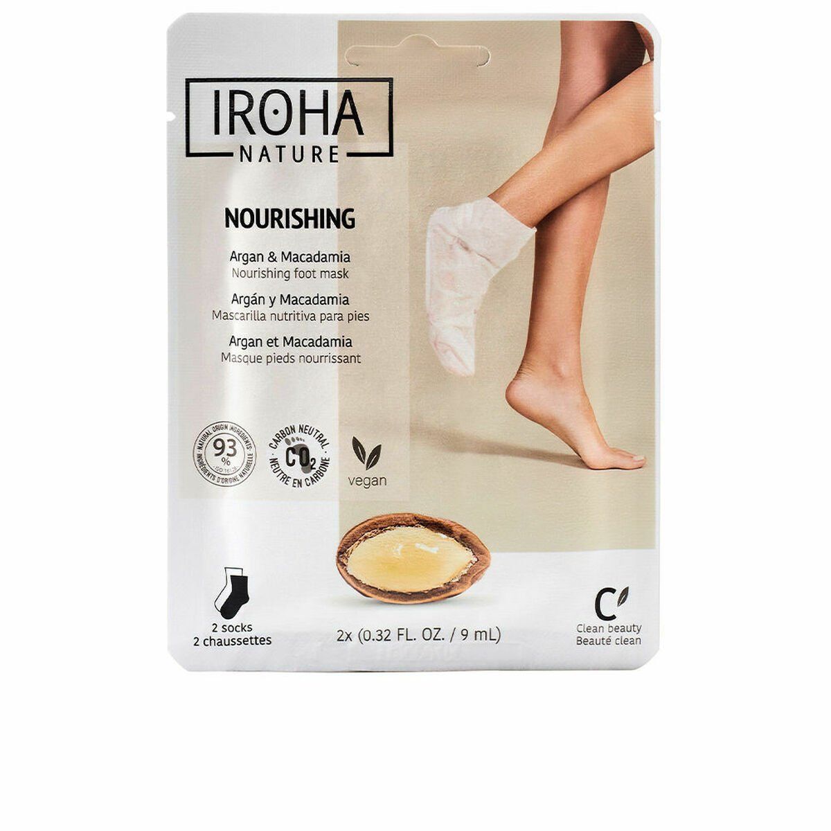 Mascarilla para Pies Iroha Argan Macadamia Calcetines Nuez de macadamia Argán (1 unidad)