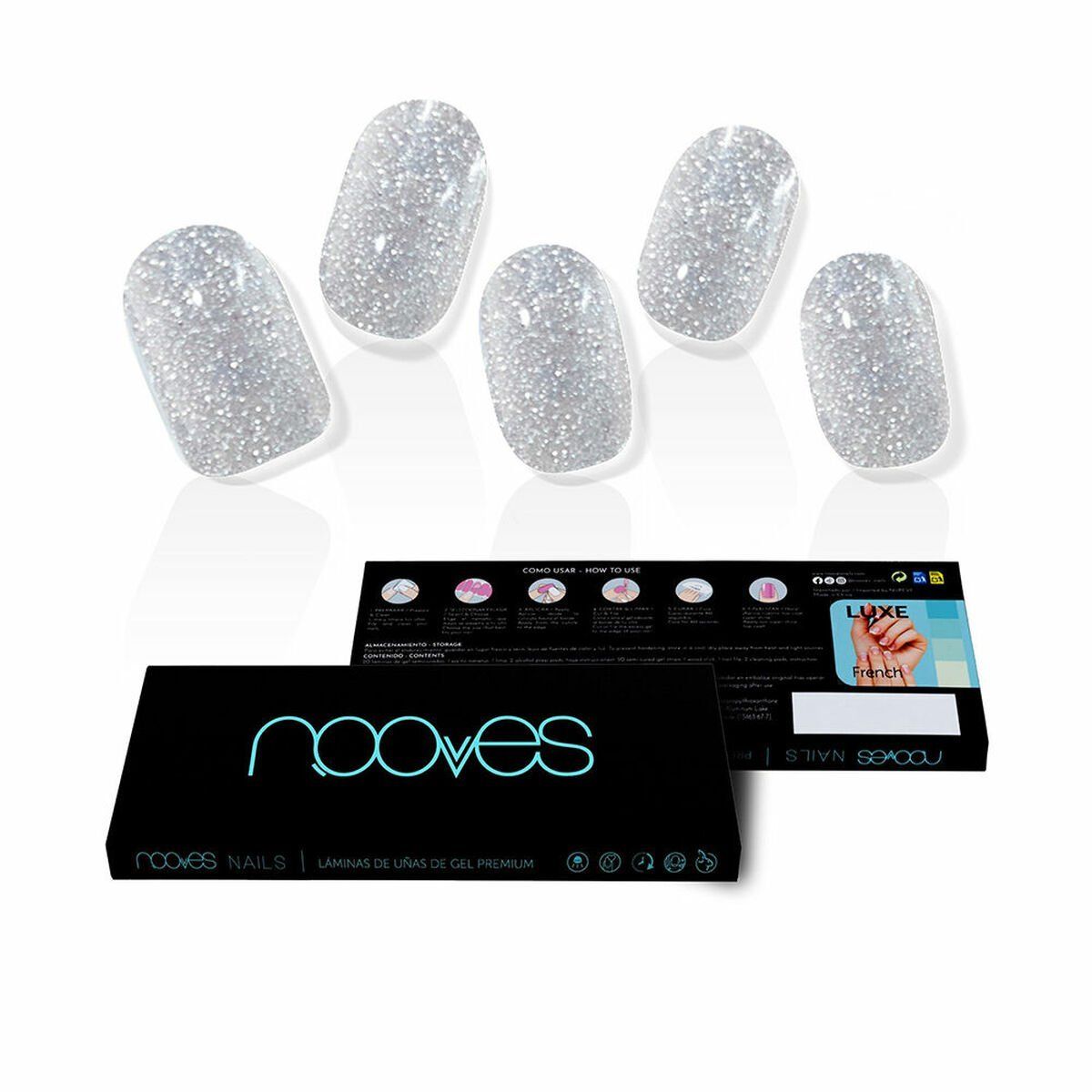 Láminas de Gel para Uñas Nooves Láminas De Uñas De Gel Glitter grey 20 Piezas