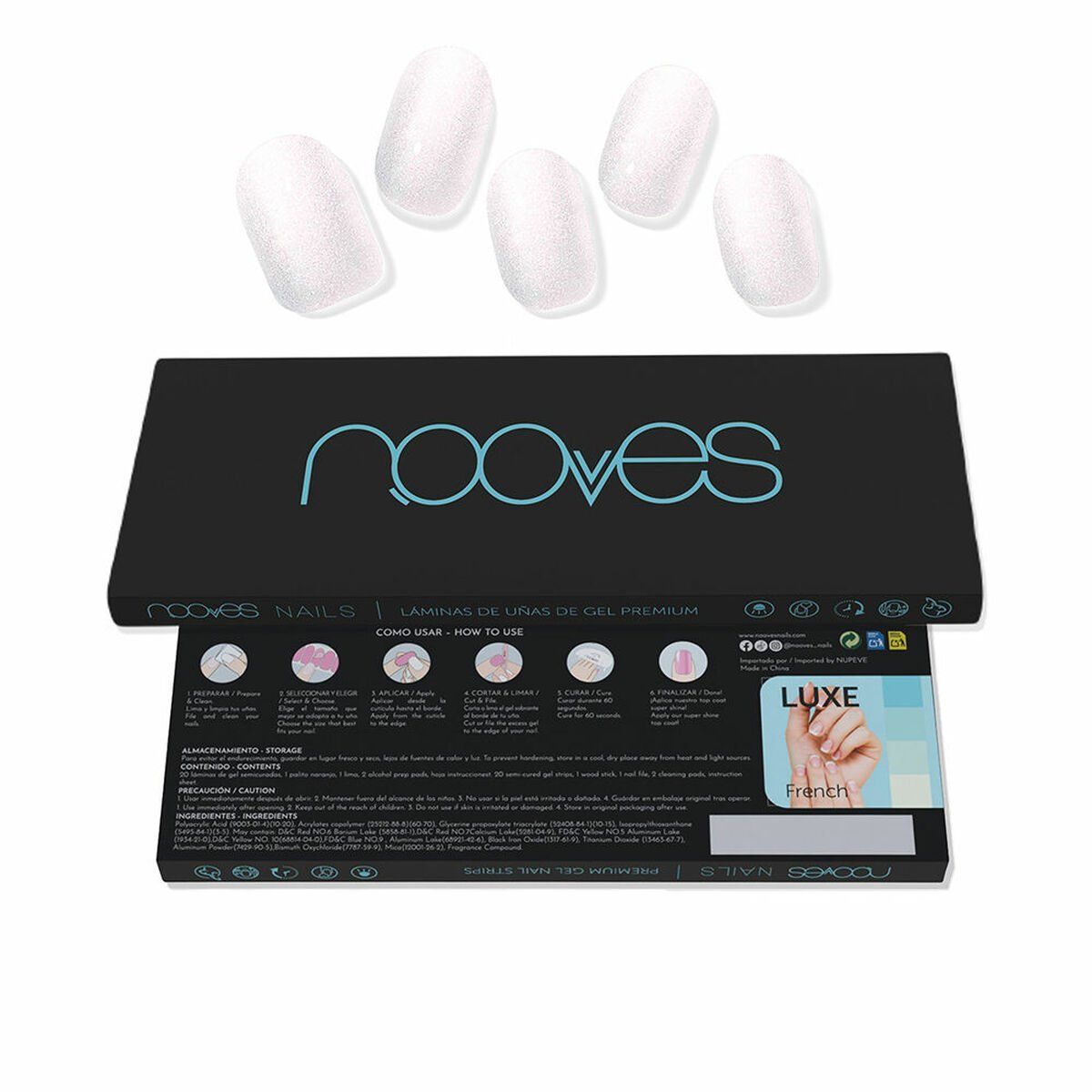 Láminas de Gel para Uñas Nooves Láminas De Uñas De Gel White pearl 20 Piezas