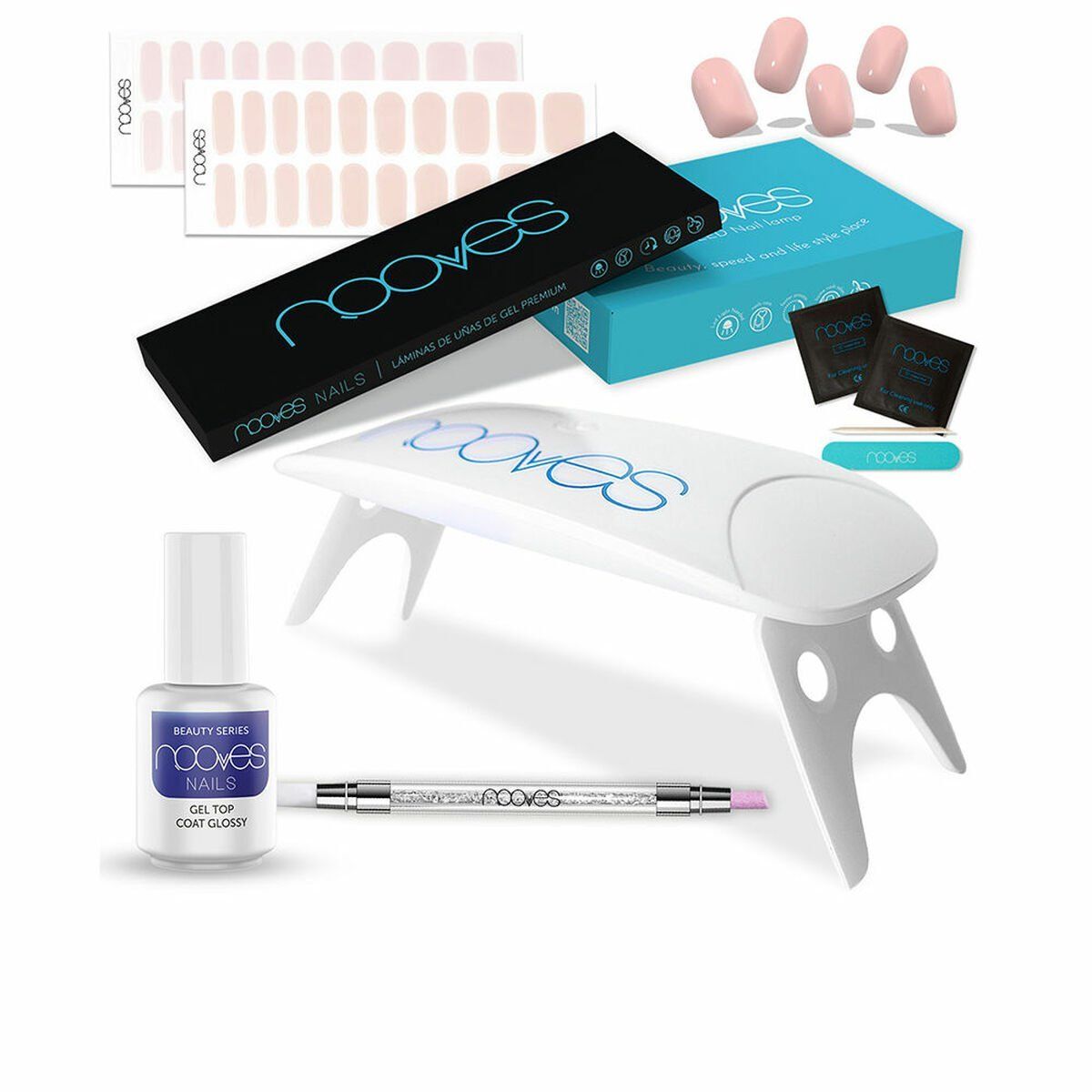 Set de Manicura Nooves Premium Láminas de Gel para Uñas Rosa claro 8 Piezas