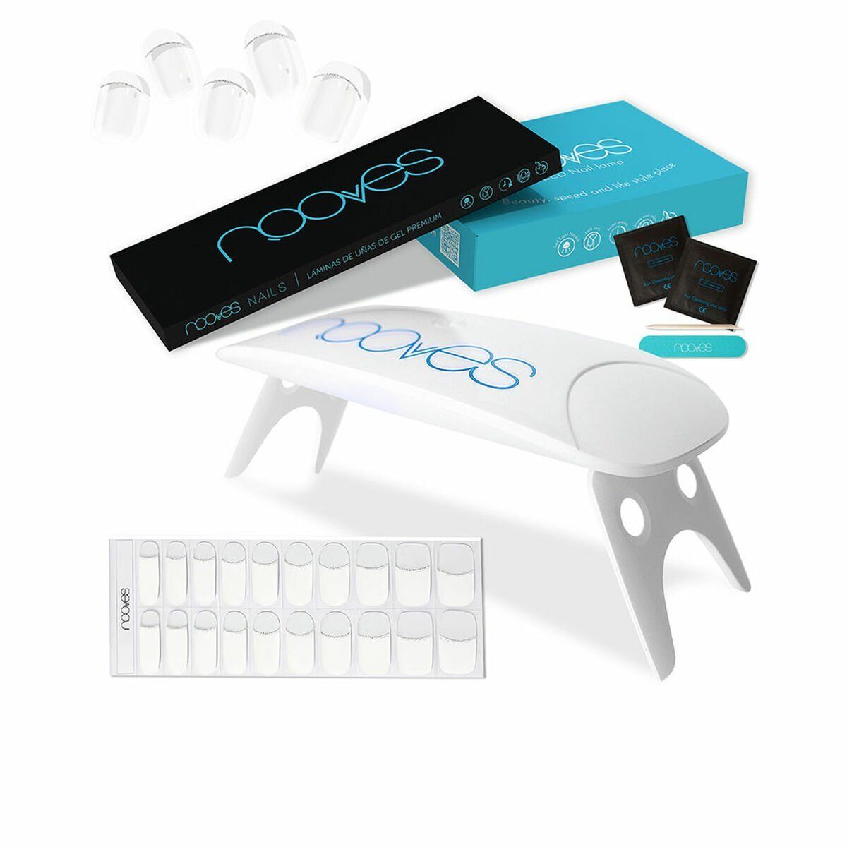 Kit de Manicura Francesa Nooves Premium Manicura francesa Láminas de Gel para Uñas 5 Piezas