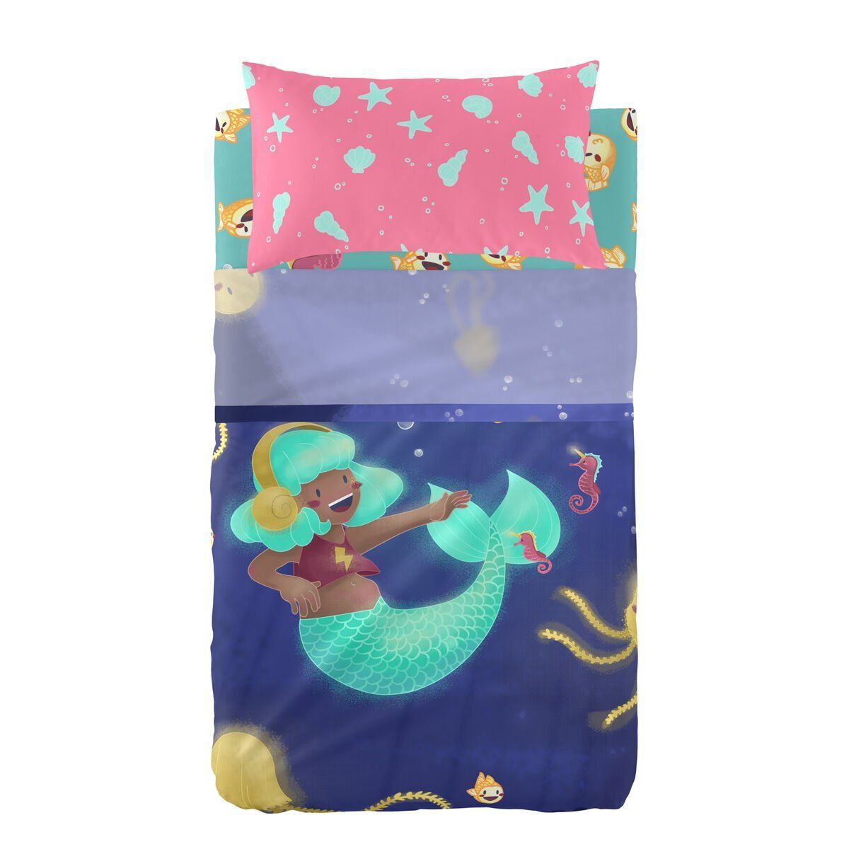 Juego de Sábanas para Cuna HappyFriday Mr Fox Happy Mermaid Multicolor
