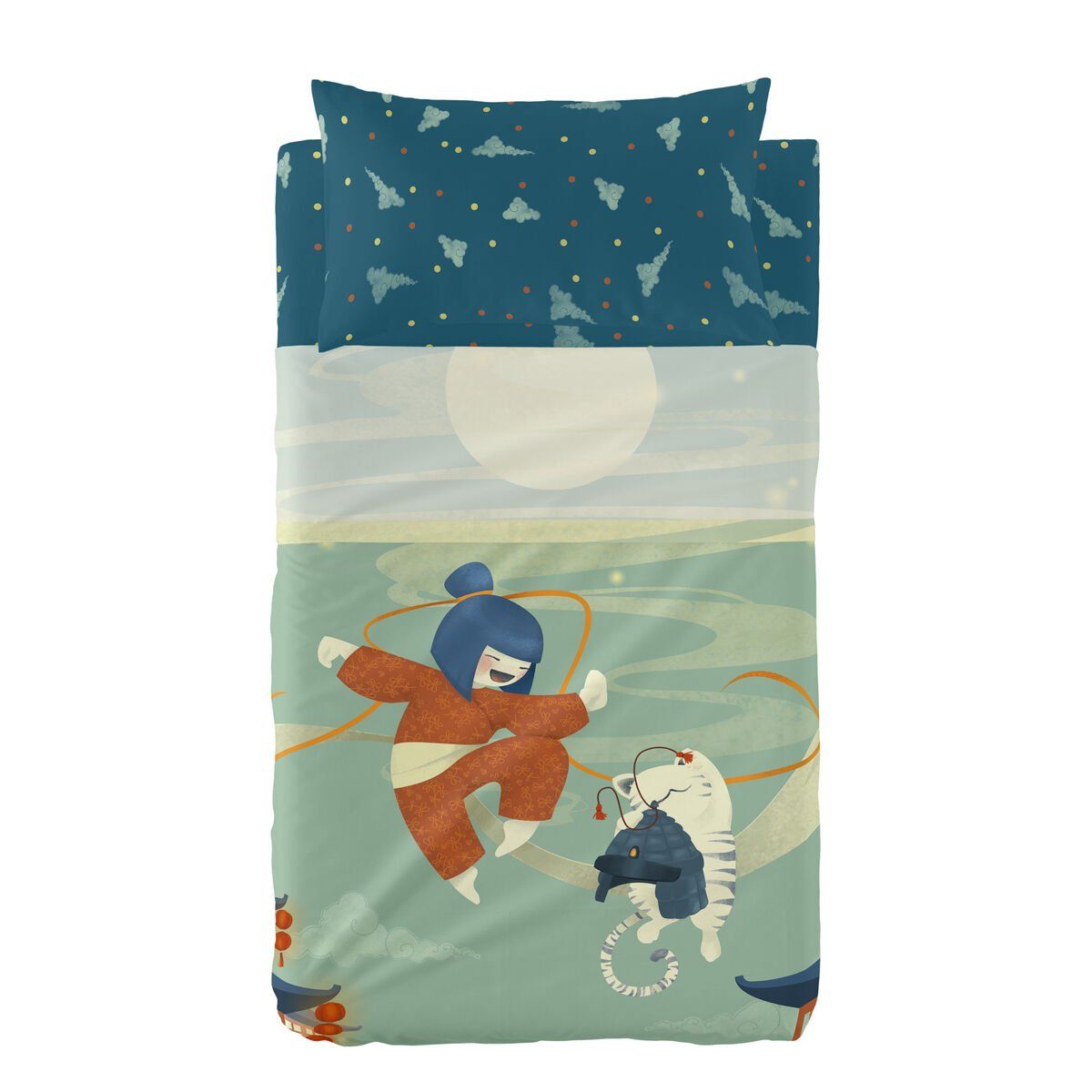 Juego de Sábanas para Cuna HappyFriday Mr Fox The Warrior Multicolor Cuna de Bebé