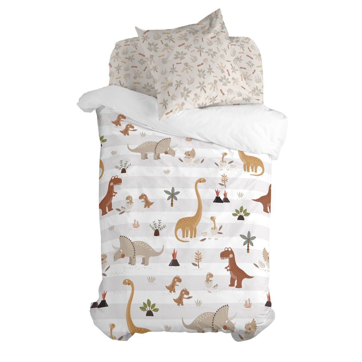Juego de funda nórdica HappyFriday Moshi Moshi Dino Family Multicolor Cama de 80 2 Piezas