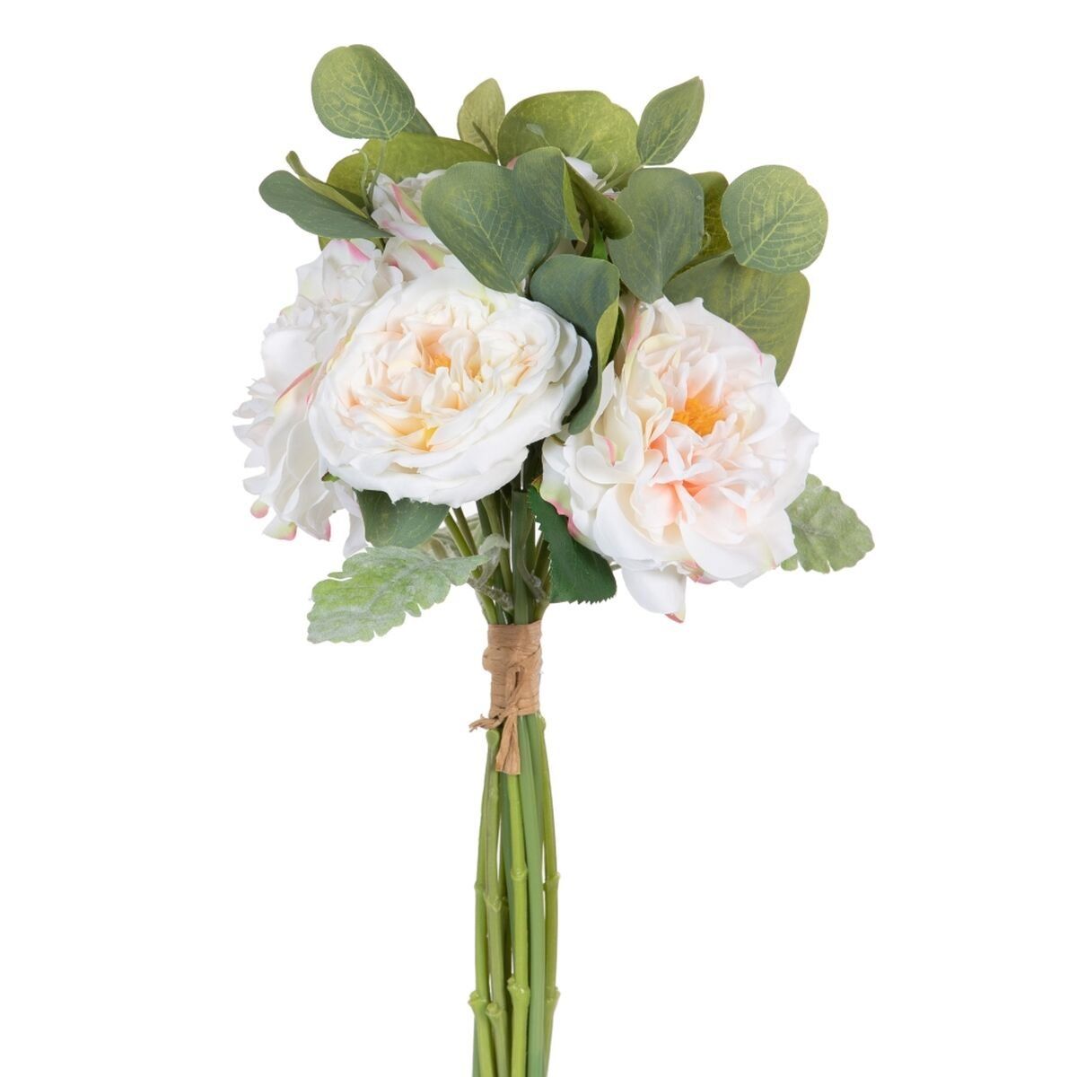 Flores Decorativas Blanco Verde Rosas 20 x 23 x 41 cm