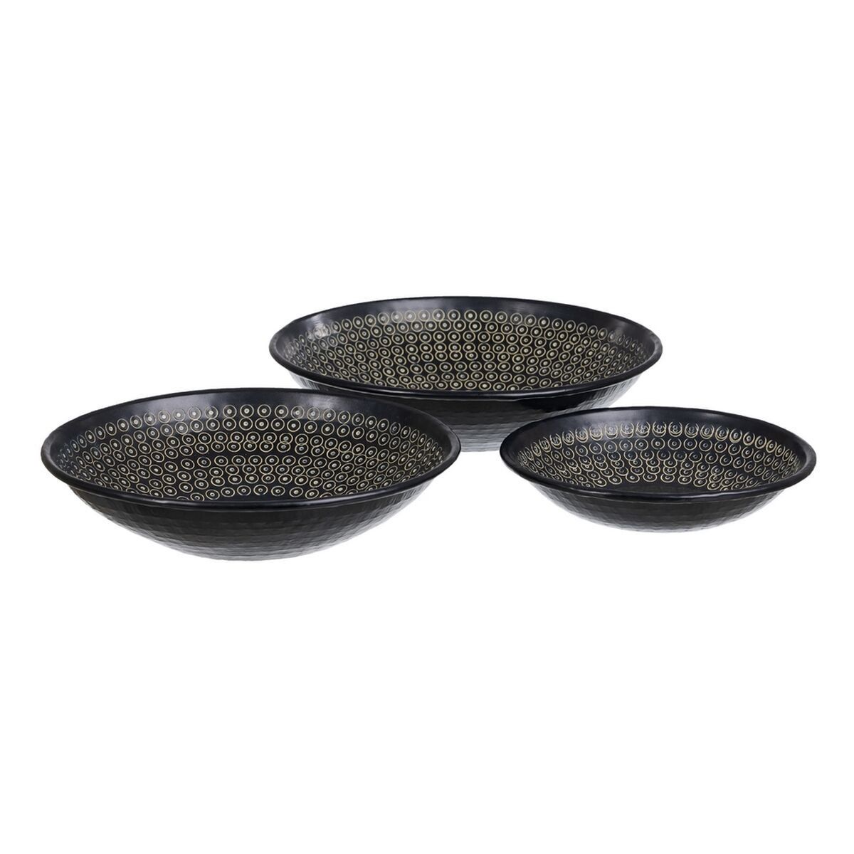 Centro de Mesa Negro Aluminio 35 x 35 x 9 cm (3 Piezas)