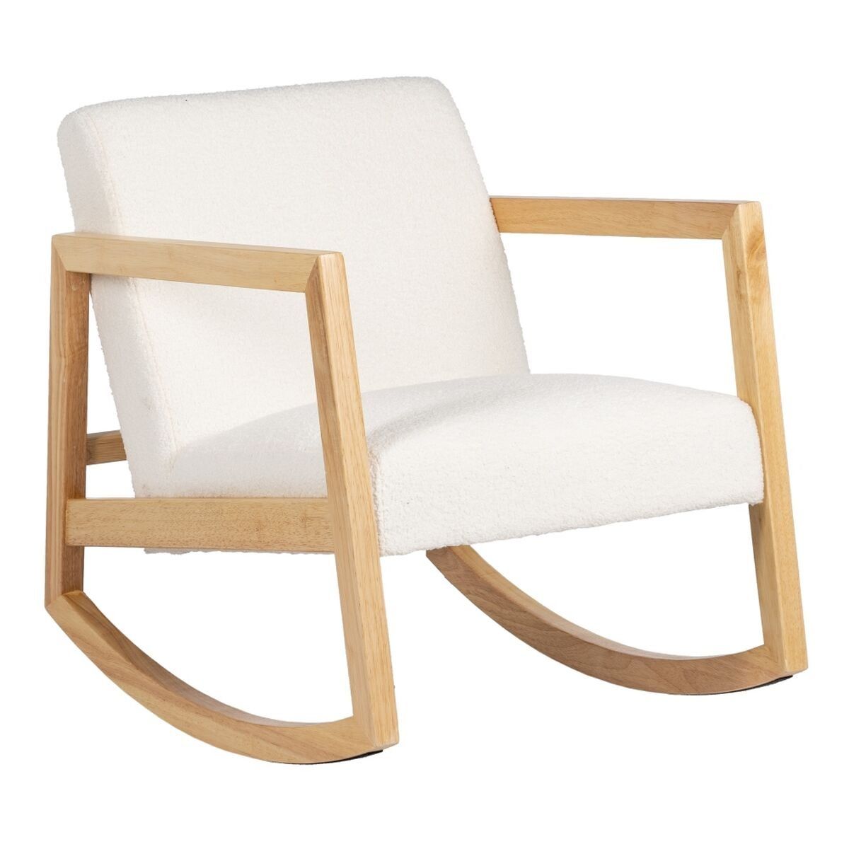 Mecedora Blanco Natural Madera de caucho Tejido 60 x 83 x 72 cm