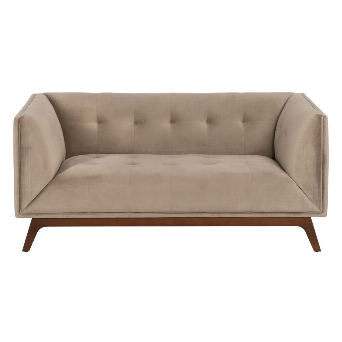 Sofá 156 x 81 x 72 cm Champán Tejido Sintético Madera Terciopelo