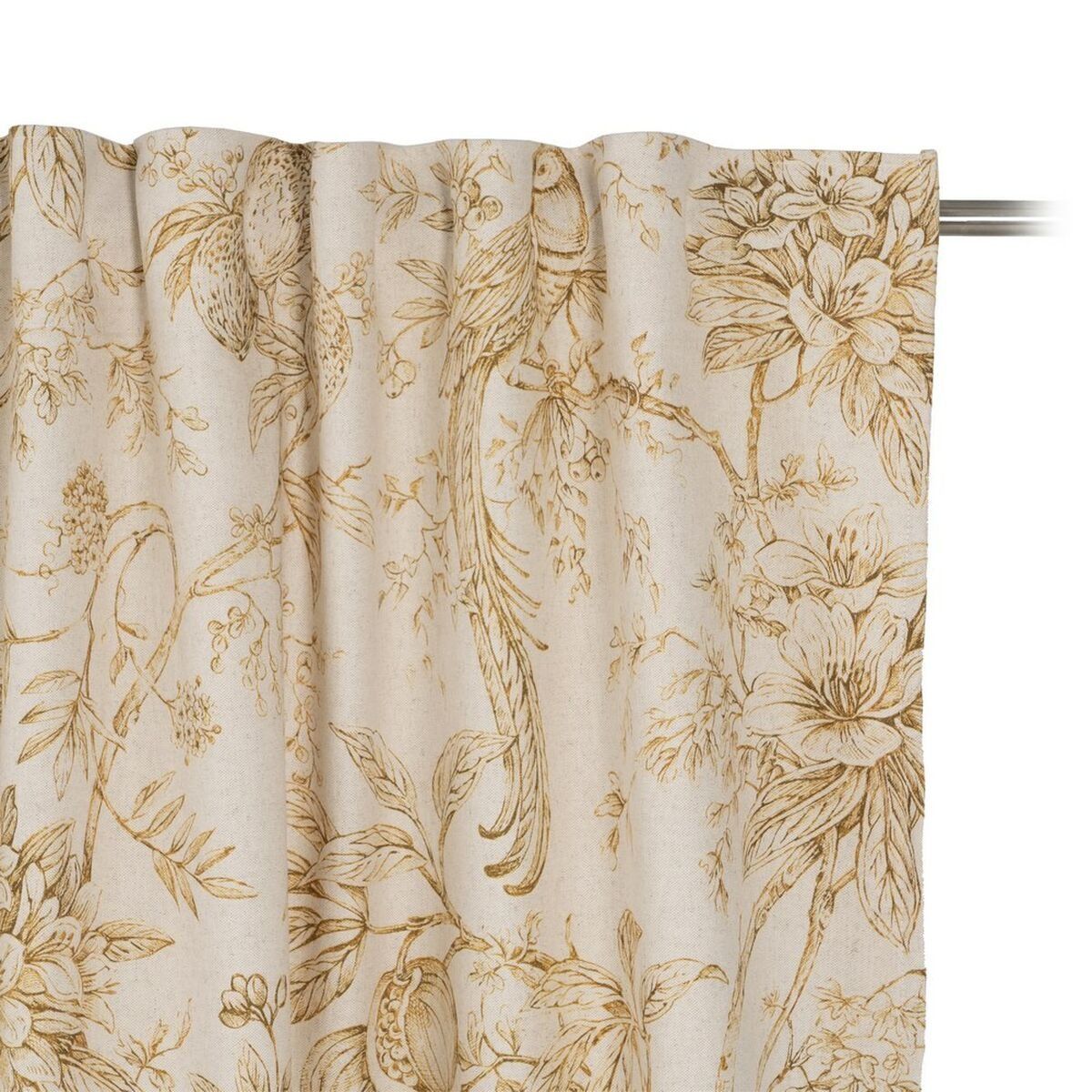 Cortina Blanco Mostaza Pájaro 140 x 270 cm