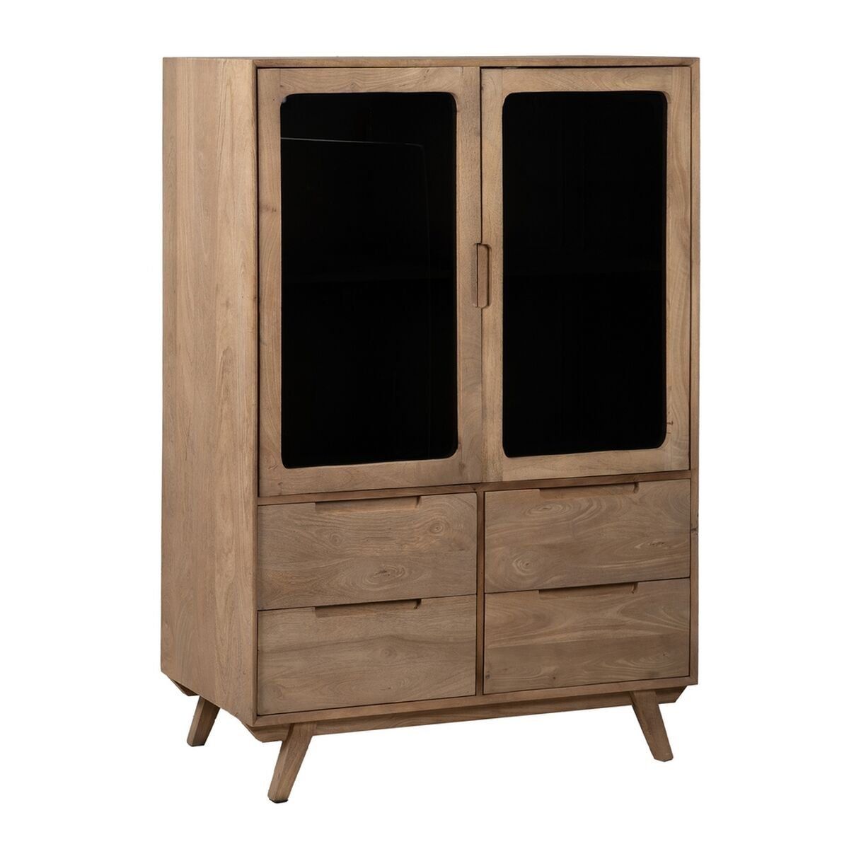 Armario BURNIE Negro Natural Cristal Madera de mango 107 x 40,5 x 142 cm