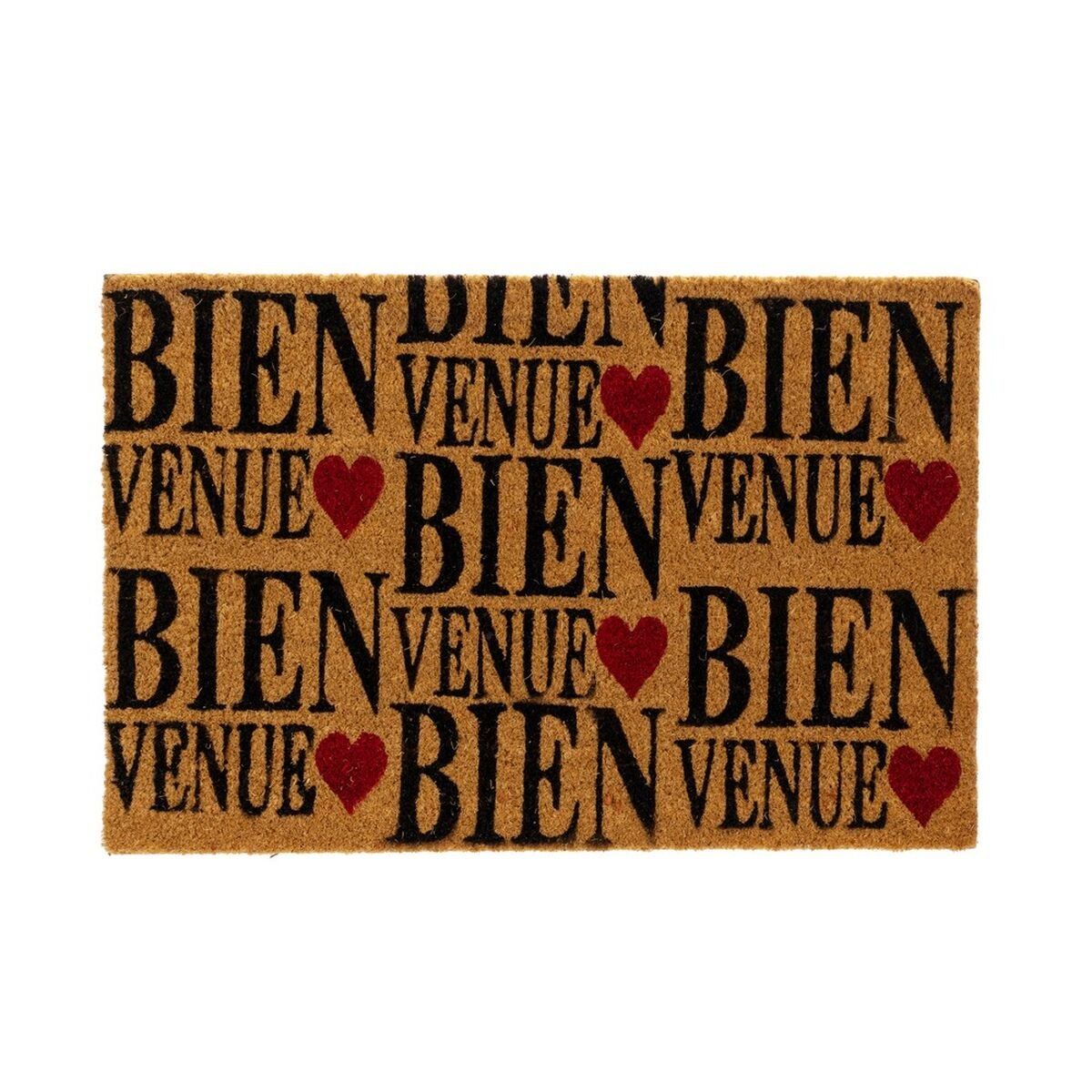 Felpudo COEURS Marrón Negro Rojo PVC Fibra de coco 60 x 40 x 1,5 cm