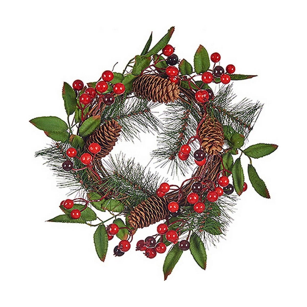 Corona de Navidad Krist+ Marrón Rojo Verde Plástico 30 x 10 x 30 cm