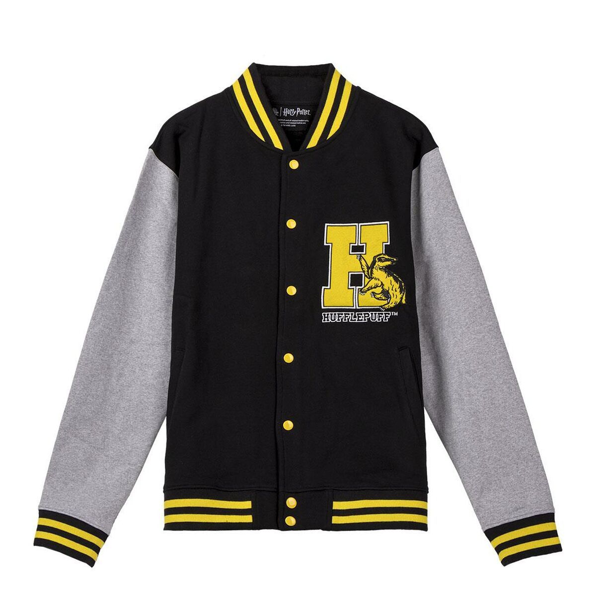 Sudadera sin Capucha Unisex Harry Potter Hufflepuff Negro Gris