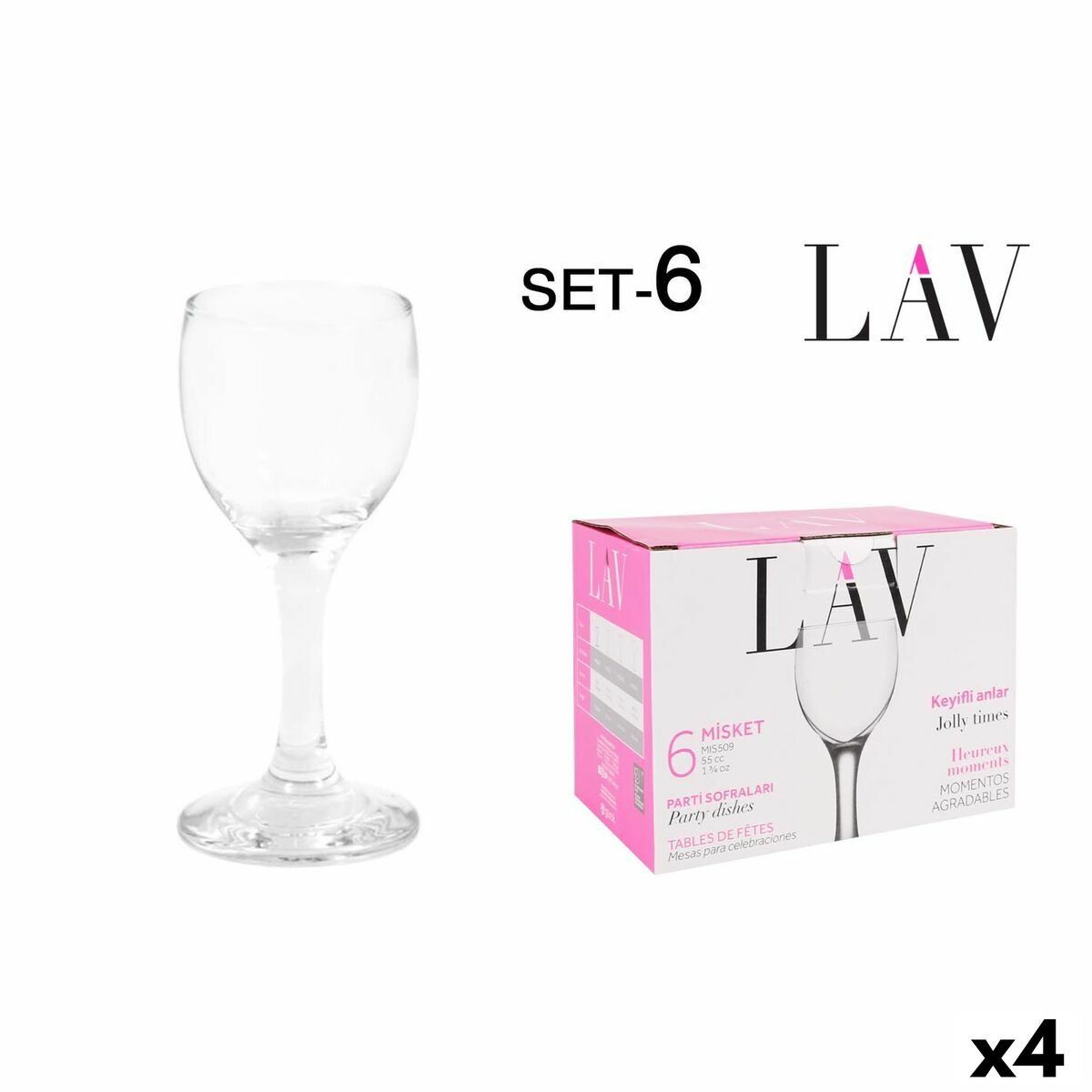 Set de Copas LAV Misket 6 Piezas (4 Unidades)