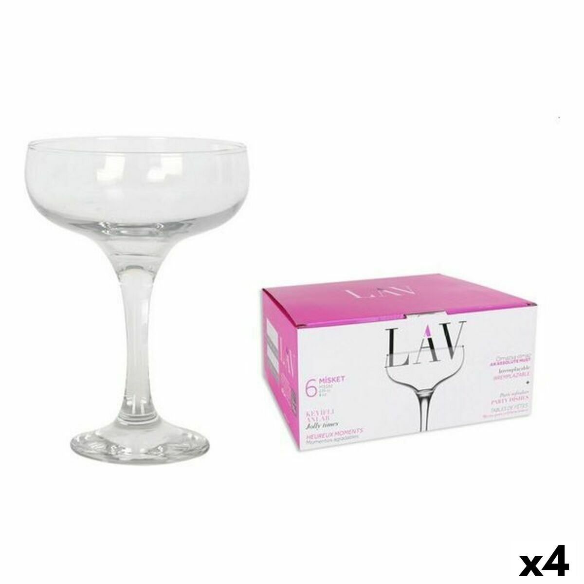 Copa achatada champán y cava LAV Misket Cristal 235 cc Champagne (4 Unidades)