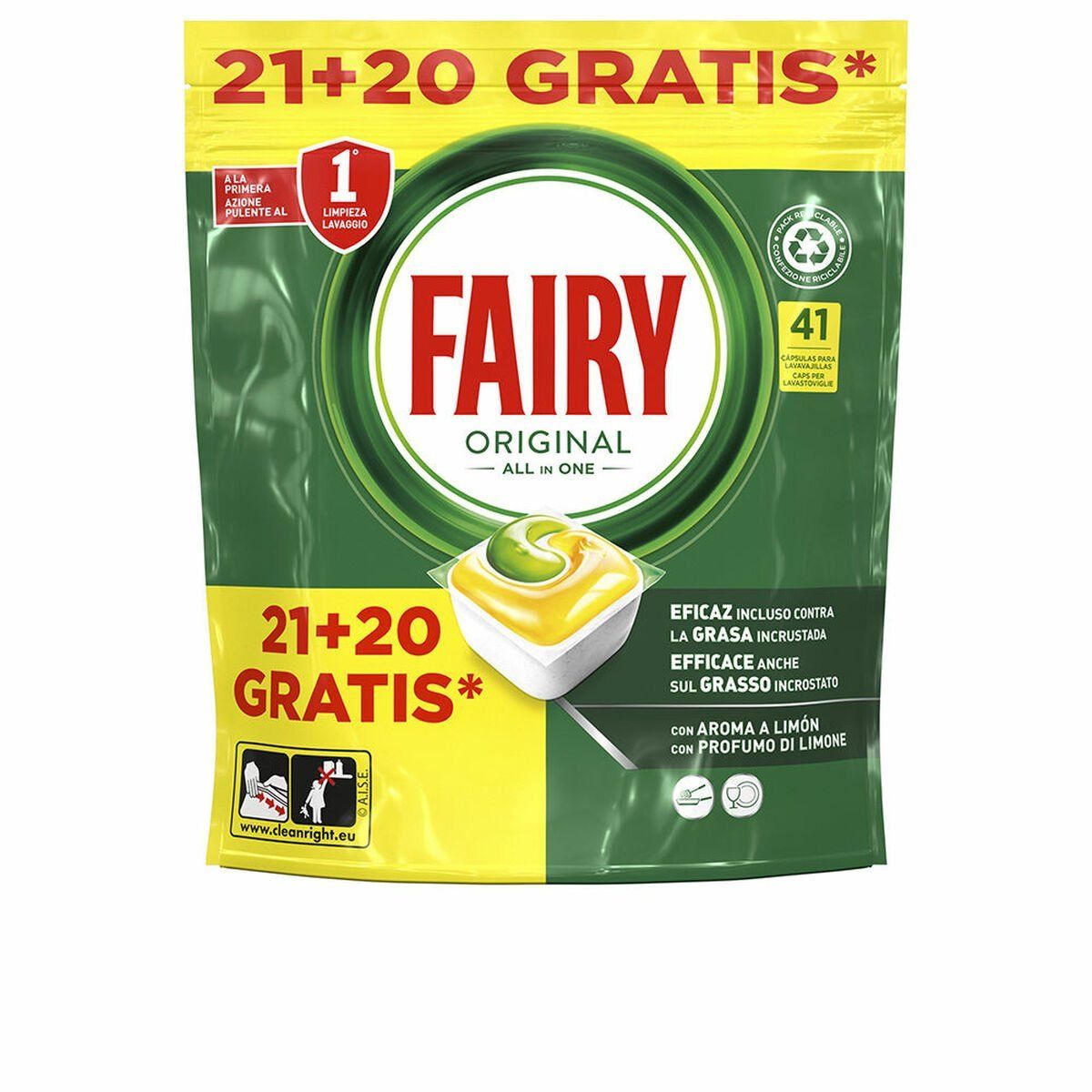 Pastillas para Lavavajillas Fairy FAIRY TODO EN 1 LIMON