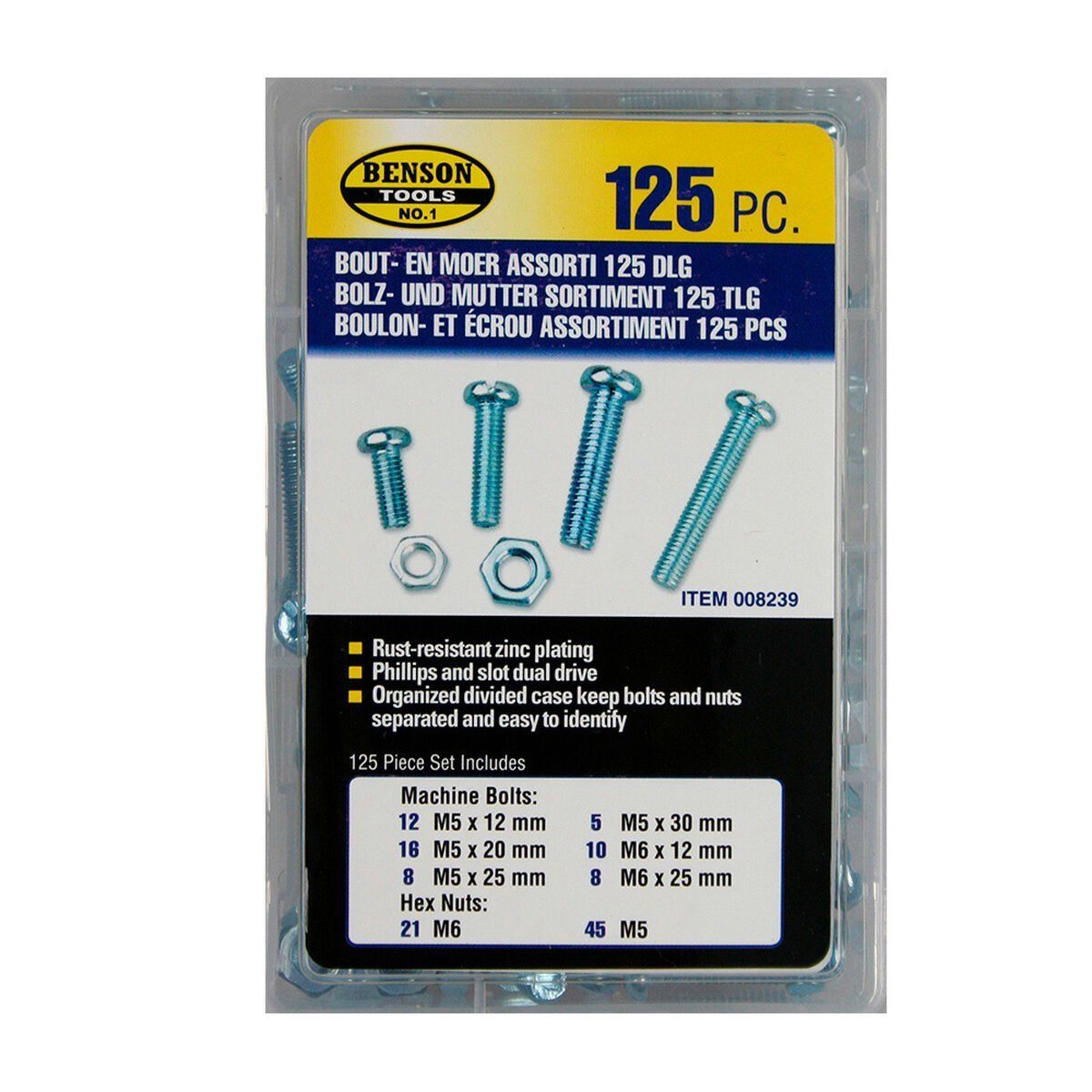 Kit de tornillos Bensontools Tornillos y tuercas 125 Piezas